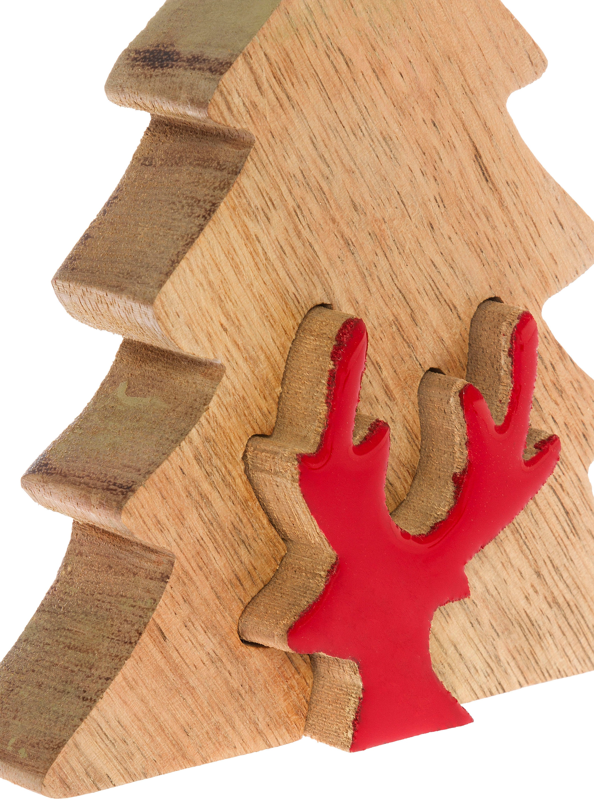 Myflair Möbel & Accessoires Dekobaum »Deko Puzzle Baum, mit Rentier«, Weihnachtsdeko aus Holz, Weihnachtsbaum, Höhe ca. 17 cm