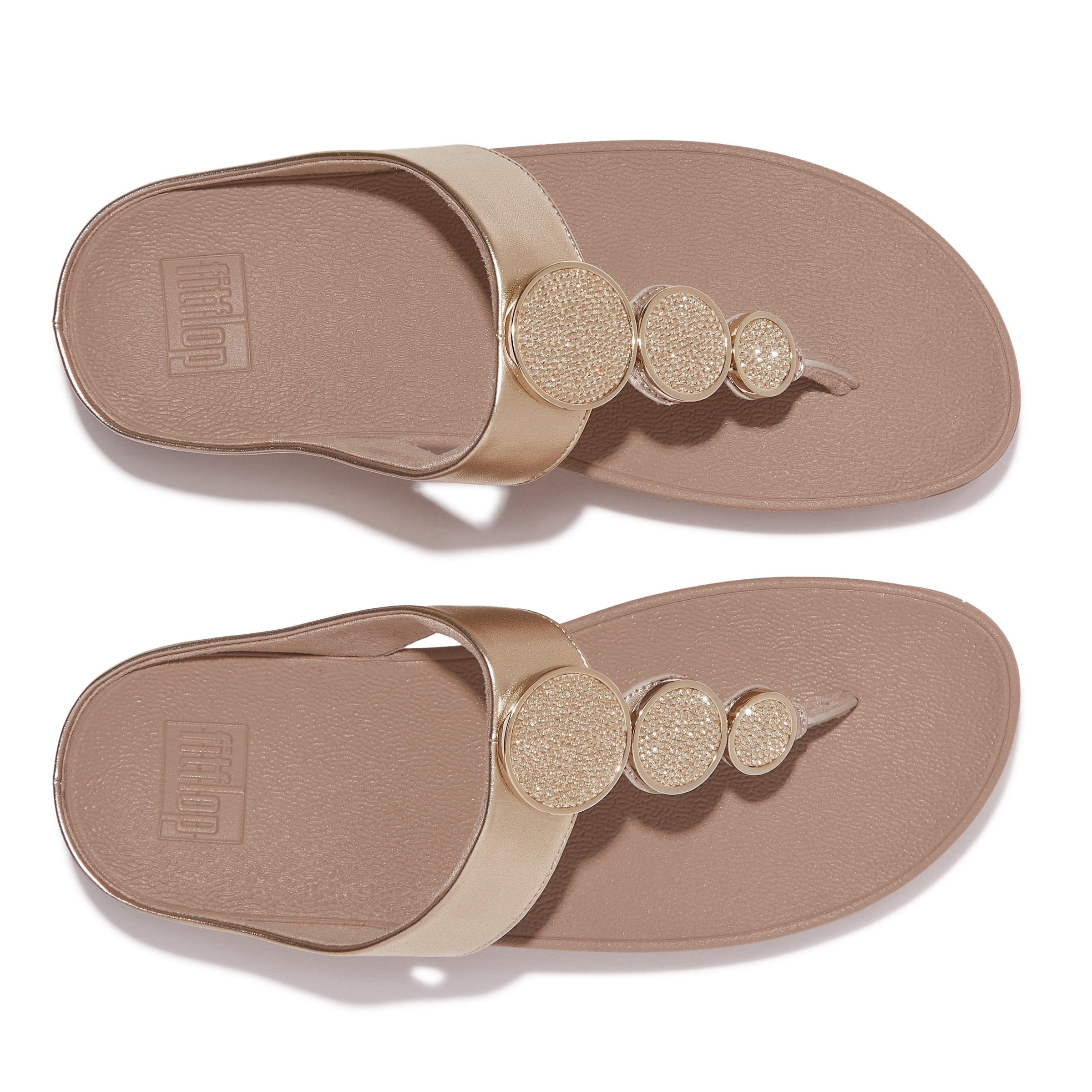 Fitflop Dianette »HALO BEAD-CIRCLE METALLIC TOE-POST SANDALS«, Pool Slides, Pantolette mit dämpfender Zwischensohlentechnologie