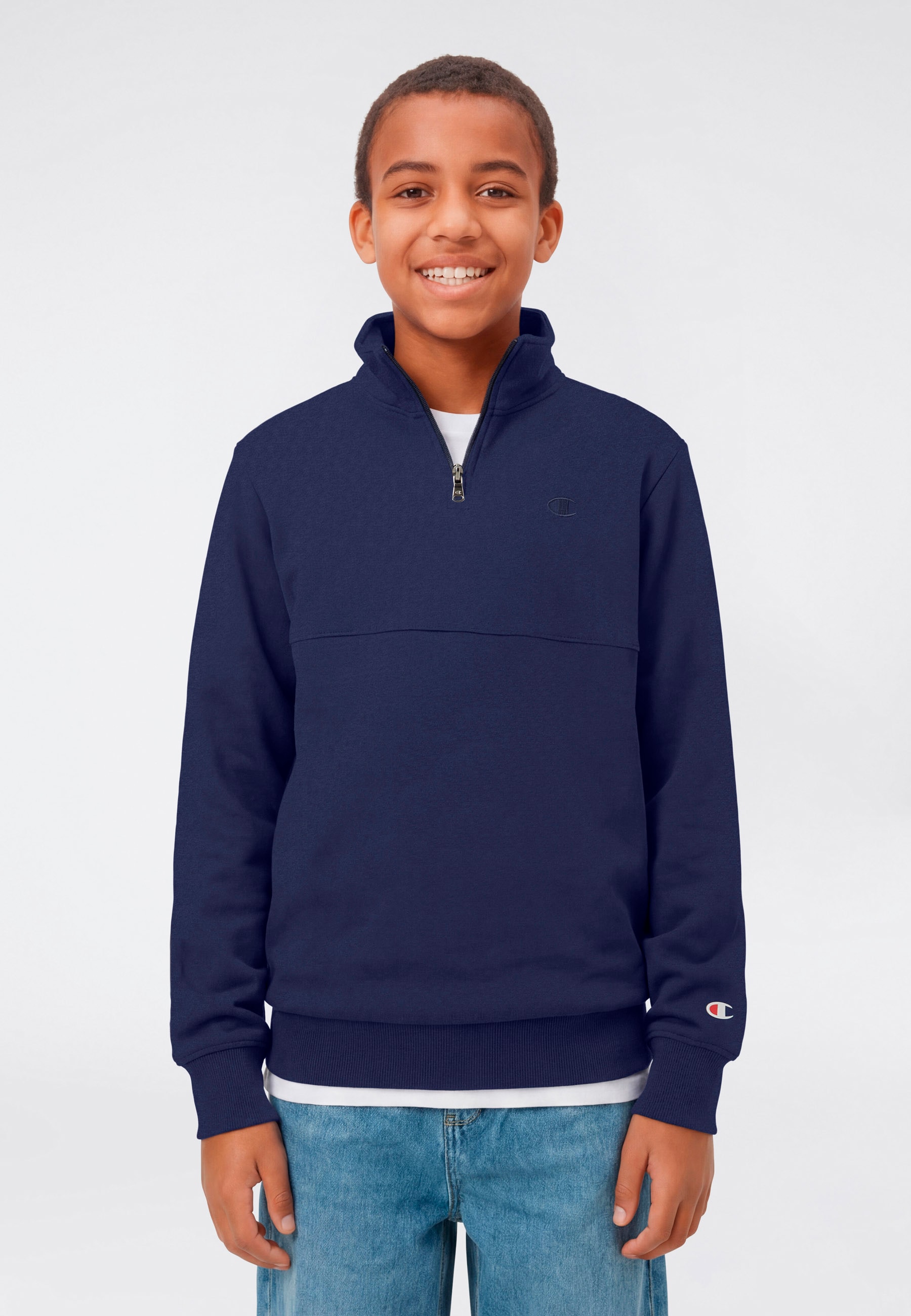 Champion Sweatshirt »ICONS Terry Half zip sweatshirt with small C logo«, für Kinder, sportlicher Stil, mit Reißverschluss
