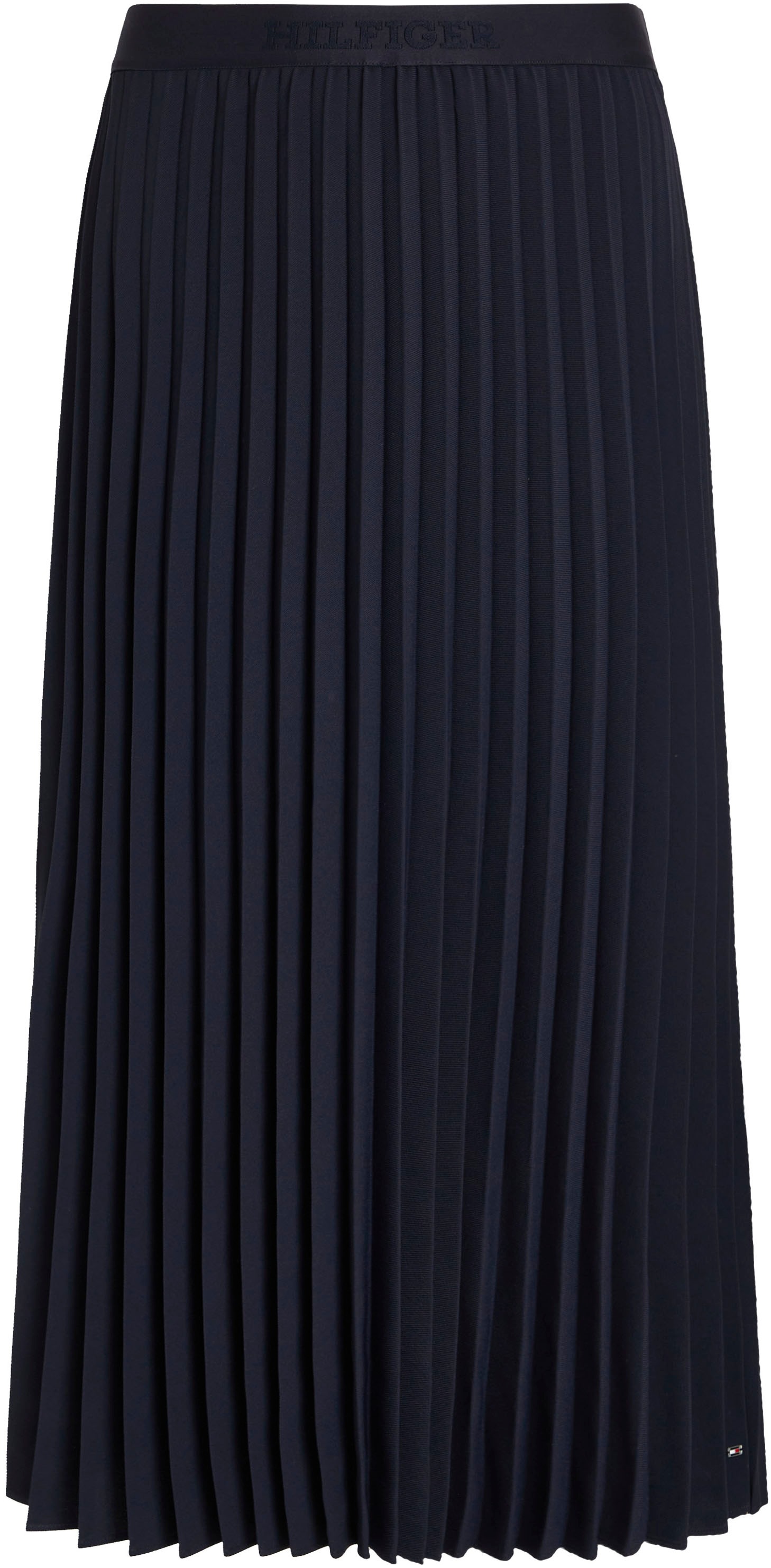 Tommy Hilfiger Plisseerock »FLUID TWILL PLEATED MIDI SKIRT«, Webrock mit Markenlabel