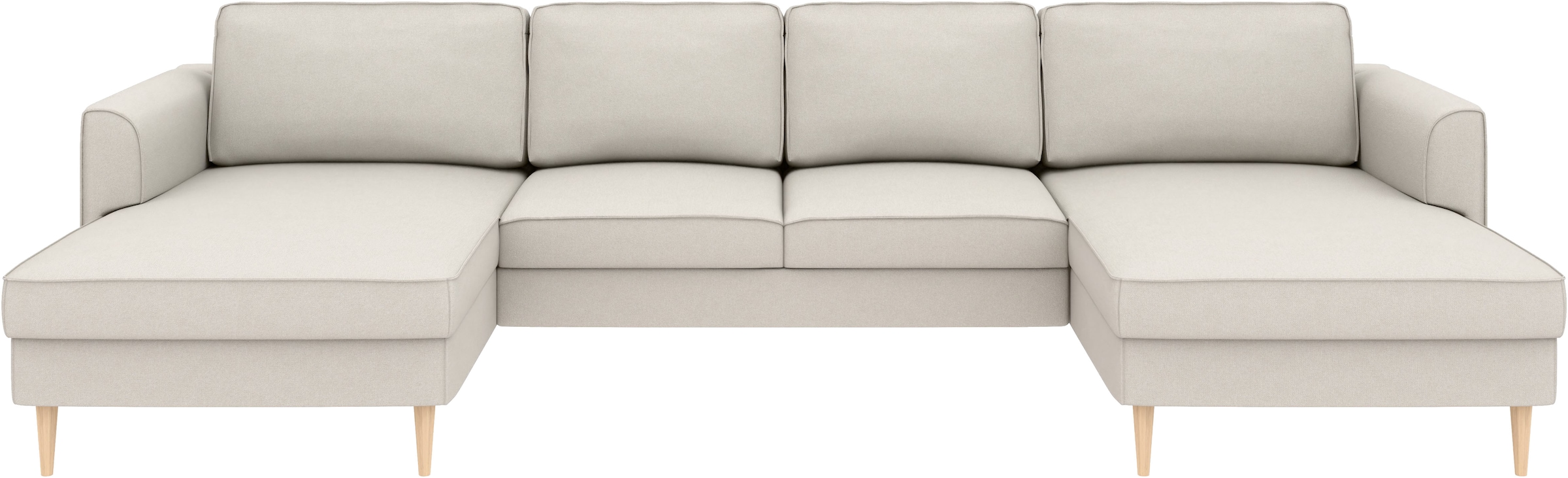Home affaire 1100000002199 »Booster, whlw. mit Schlaffunktion & Bettkasten, Fuß Buche lackiert« Sofa in U-Form, Breite 305 cm, in Cord oder Struktur