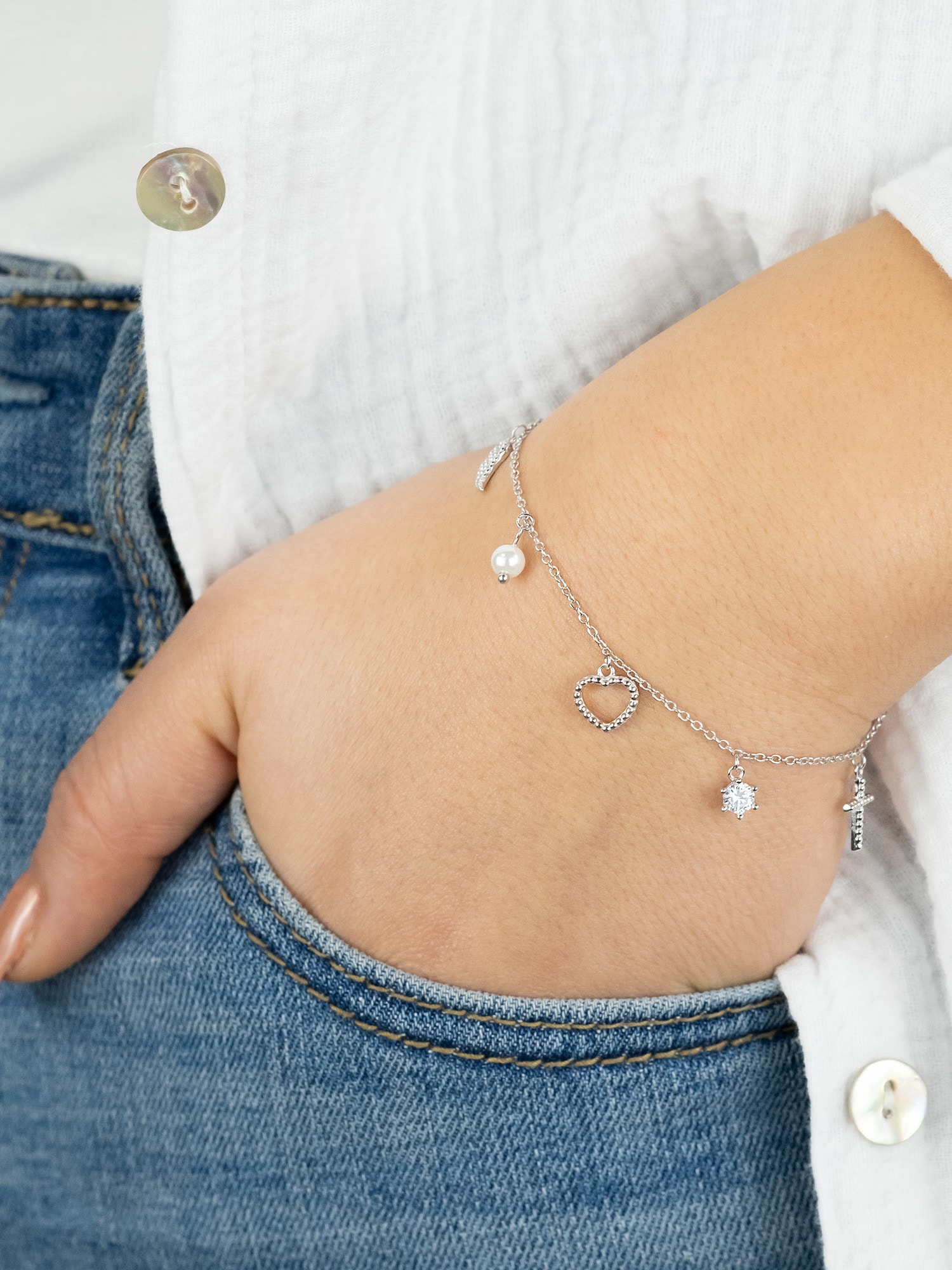 Engelsrufer Armband »Glaube Liebe Hoffnung« Made in Germany - mit Zirkonia (synth.) - mit Süßwasserzuchtperle