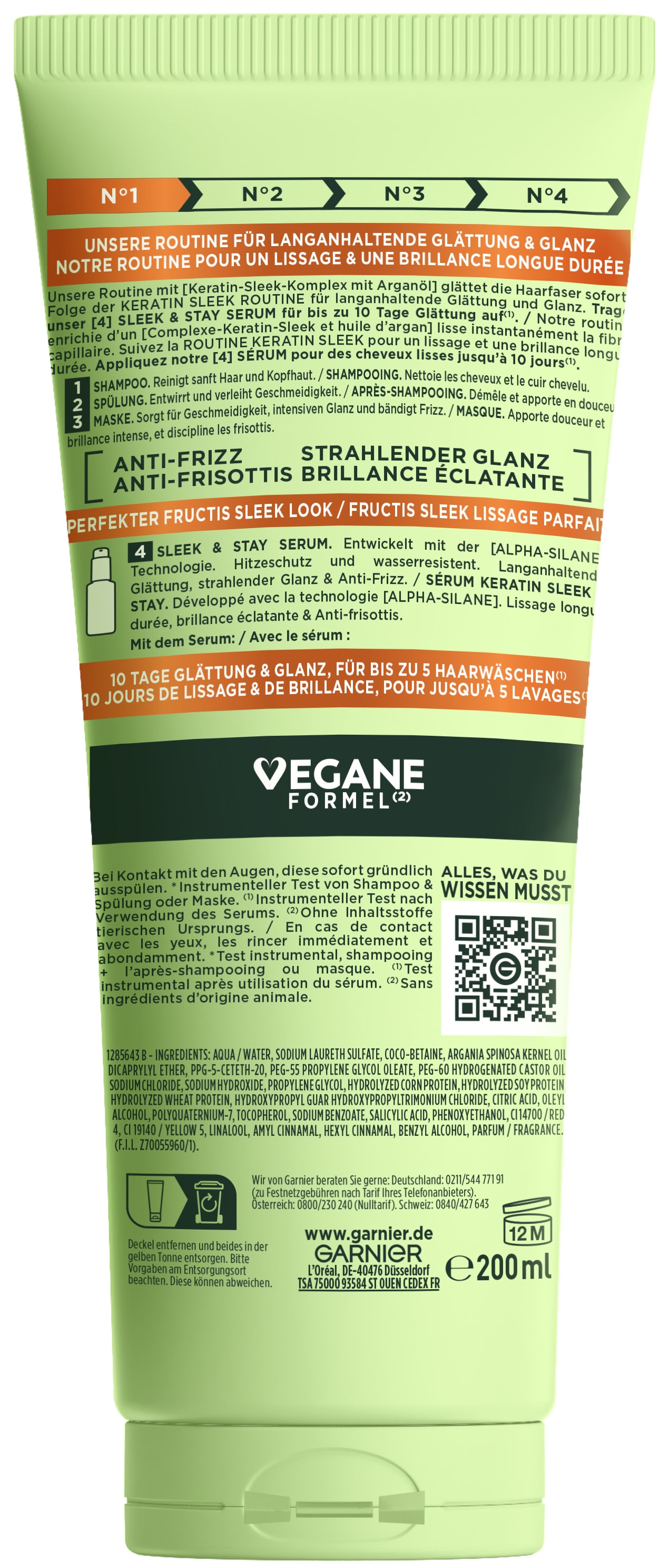 GARNIER Haarshampoo »Garnier Fructis Keratin Sleek Shampoo«, (Packung, 6 tlg.)
