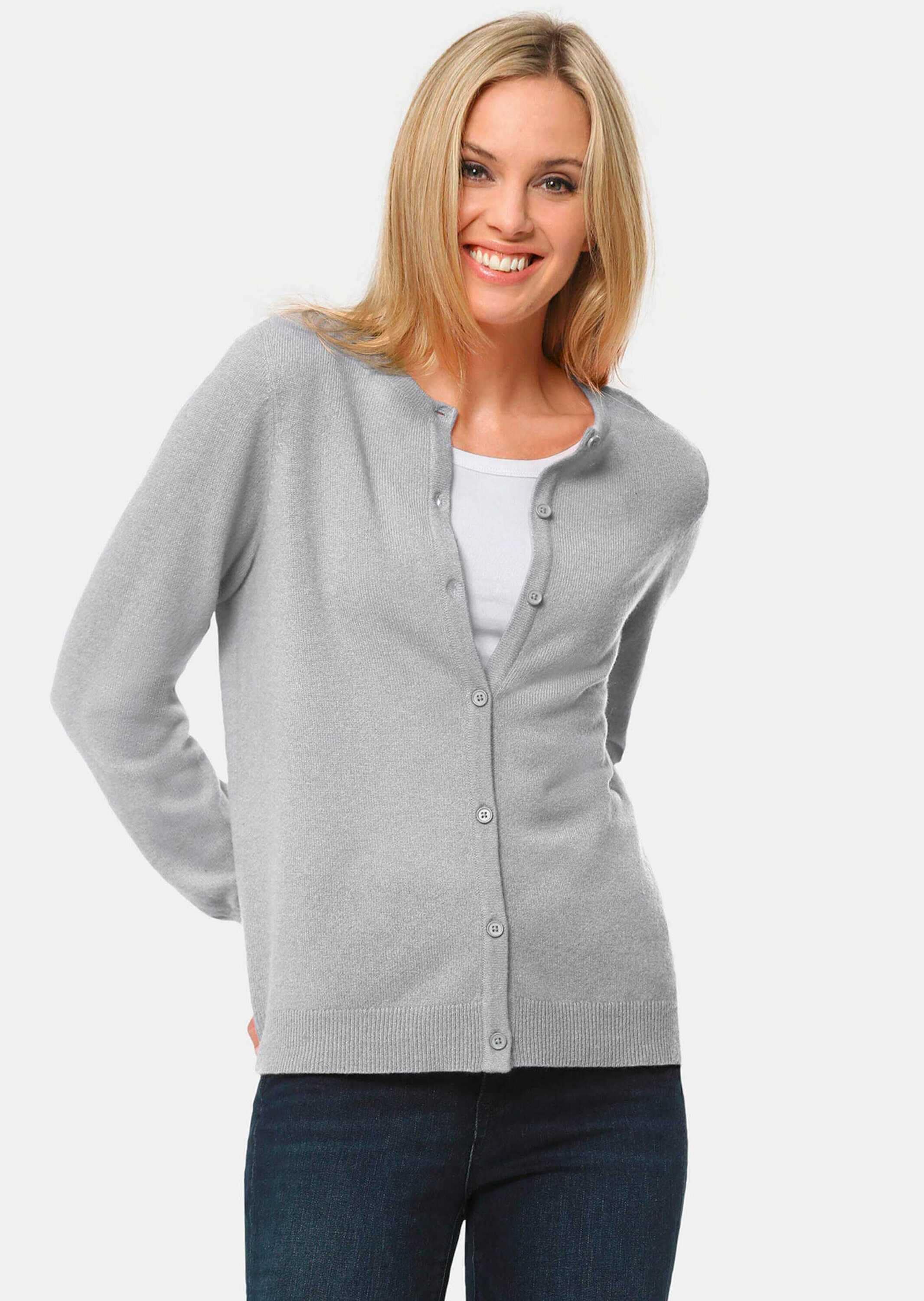 GOLDNER Strickpullover »Kaschmirstrickjacke mit Rundhalsausschnitt Kuschelweiche Kaschmir-Strickjacke mit Rundhals«