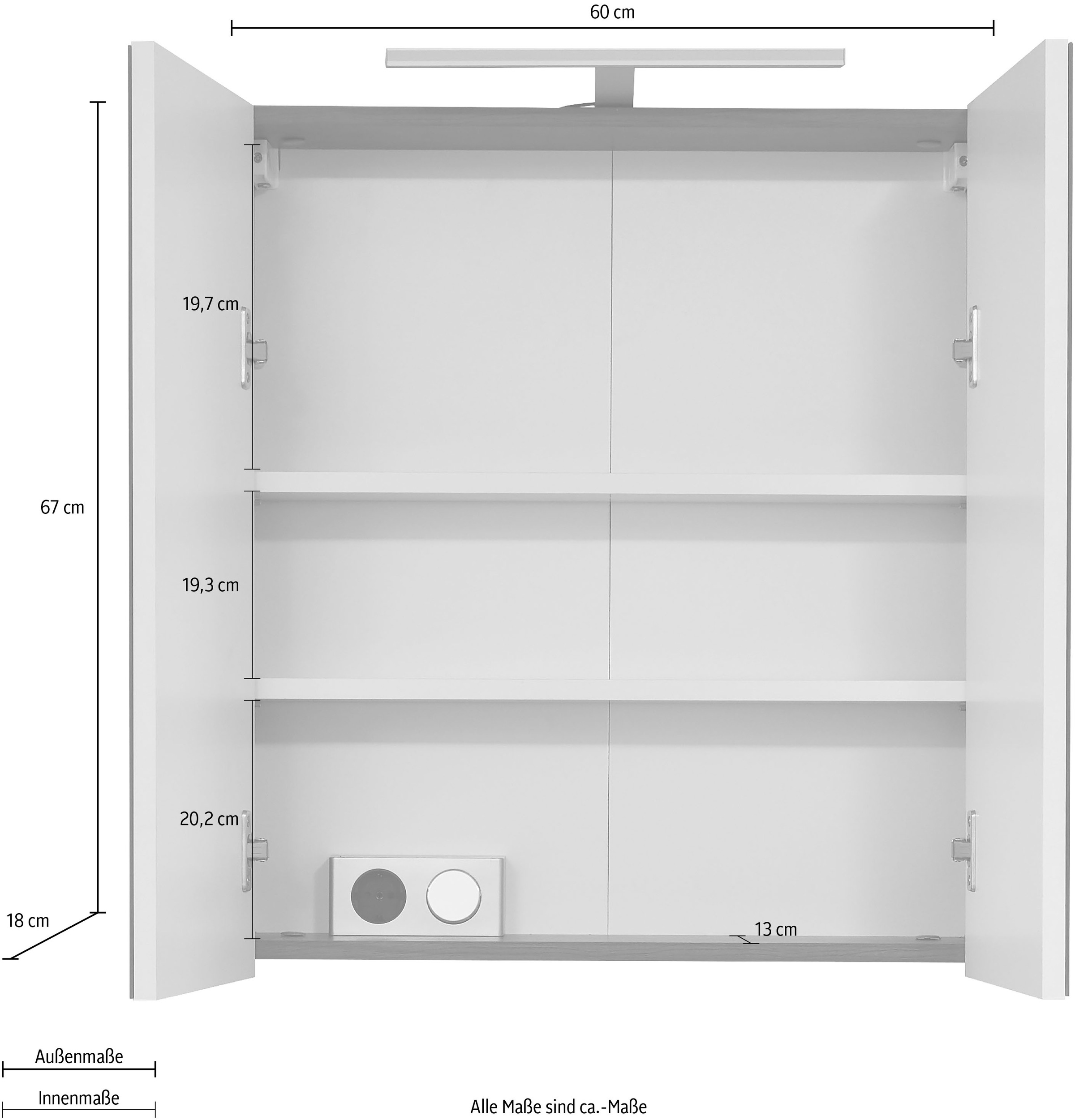 mit Breite | LED- oder »Skin«, Garantie 60 mit XXL 3 kaufen Spiegelschrank online trendteam Jahren ohne wahlweise cm, Beleuchtung