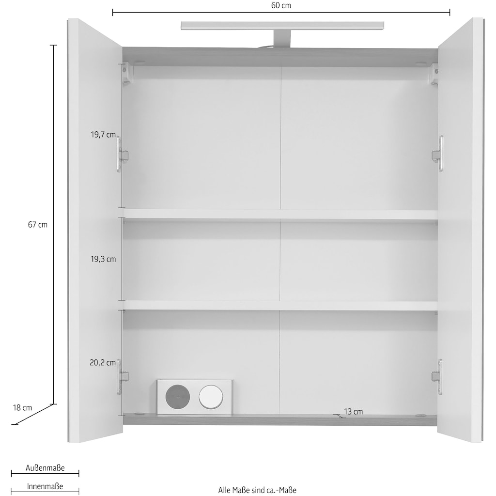 INOSIGN Spiegelschrank »Sovana«, Breite 60 cm, wahlweise mit oder ohne LED-Beleuchtung