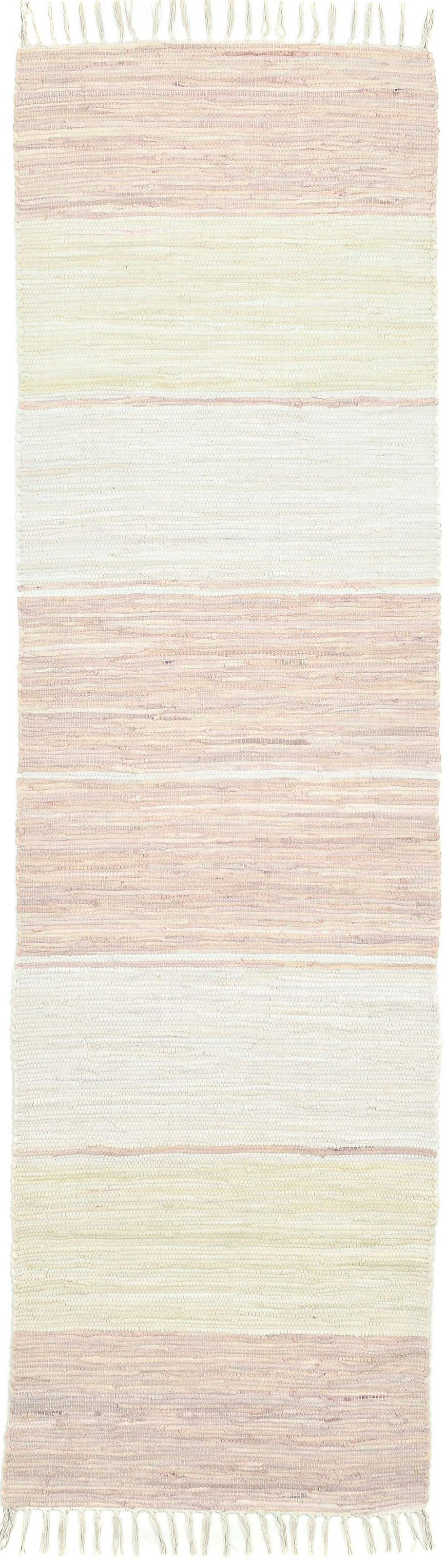 THEKO Läufer »Stripe Cotton«, rechteckig, 5 mm Höhe, Handweb Flachgewebe, reine Baumwolle, handgewebt, mit Fransen