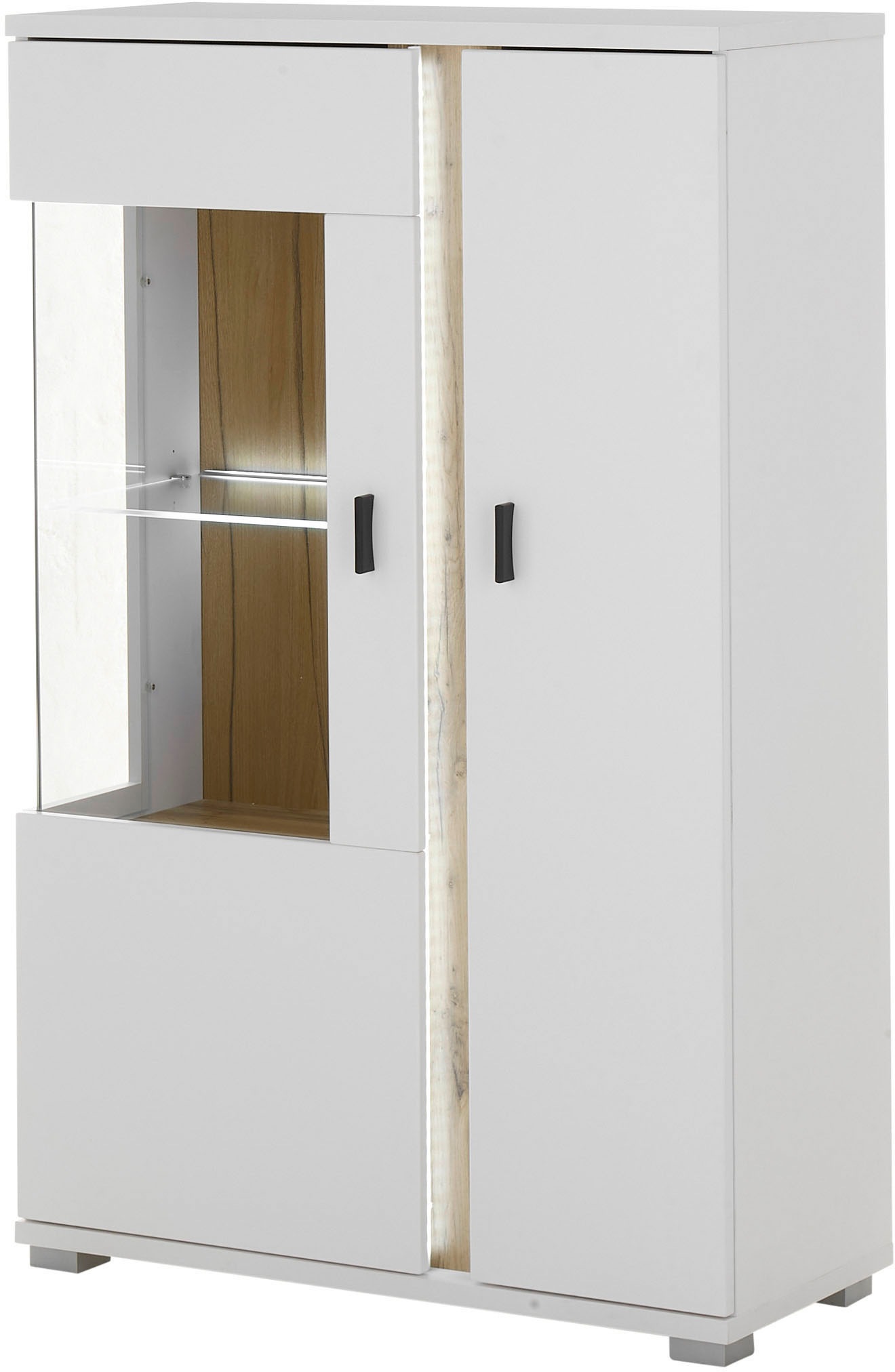 INOSIGN Vitrine »LONG ISLAND, Stauramvitrine«, (1 St.), in moderner Trendfarbe,inklusive senkrechter Beleuchtung,Breite 80 cm