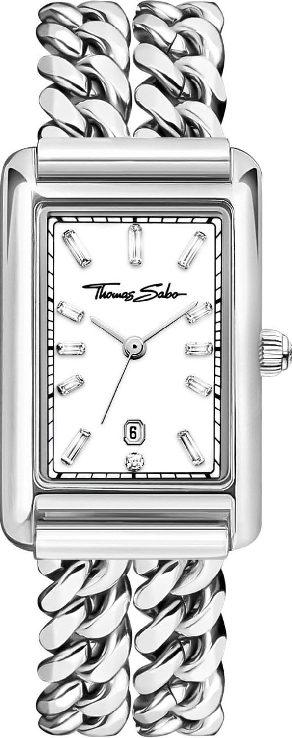 THOMAS SABO Quarzuhr »ELEGANCE«, Armbanduhr, Damenuhr, Edelstahlarmband, analog, Tag, Zirkonia (synth.)