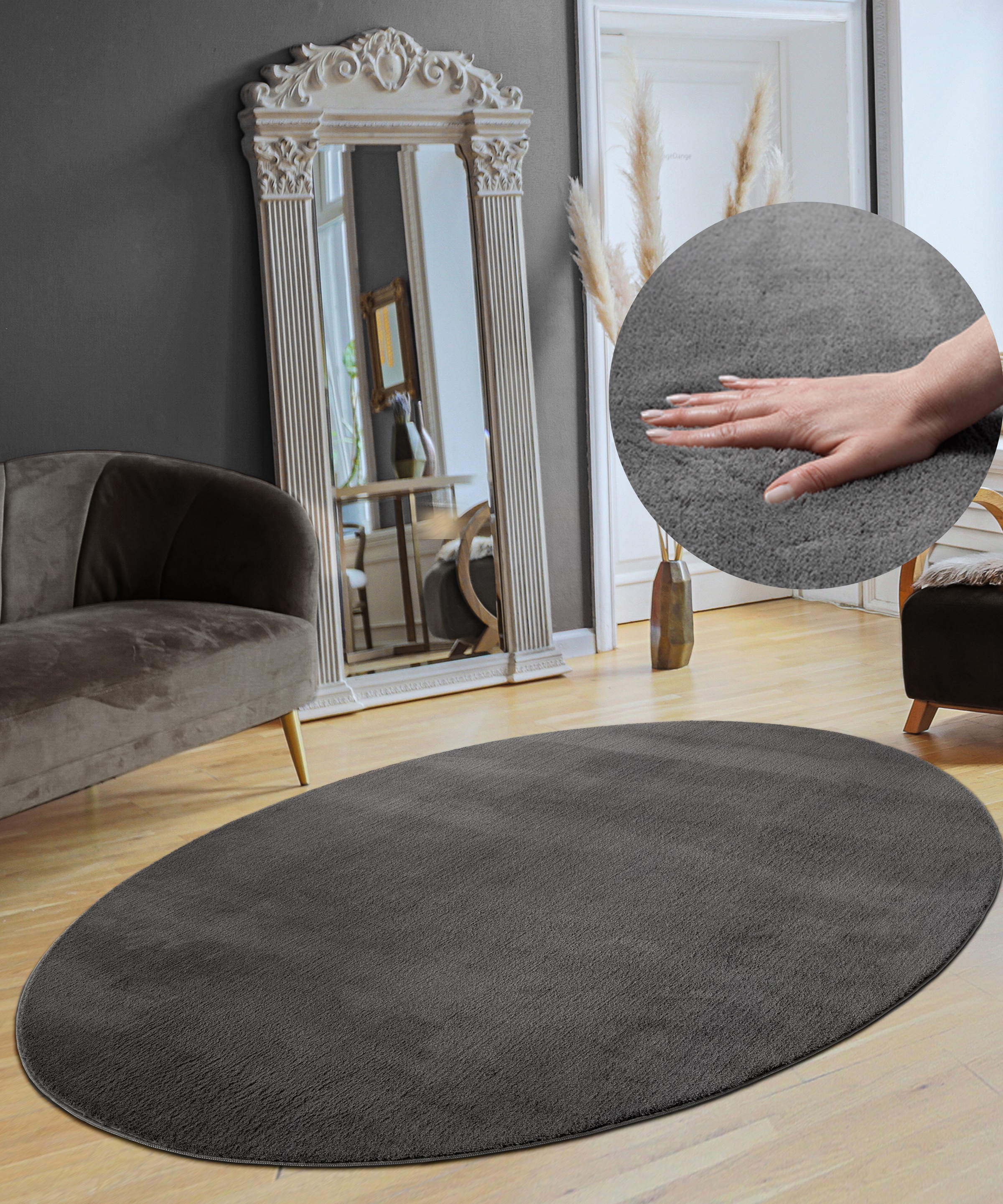 the carpet Teppich »Relax«, oval, 16 mm Höhe, waschbarer Wohnzimmer Teppich modern rutschfest