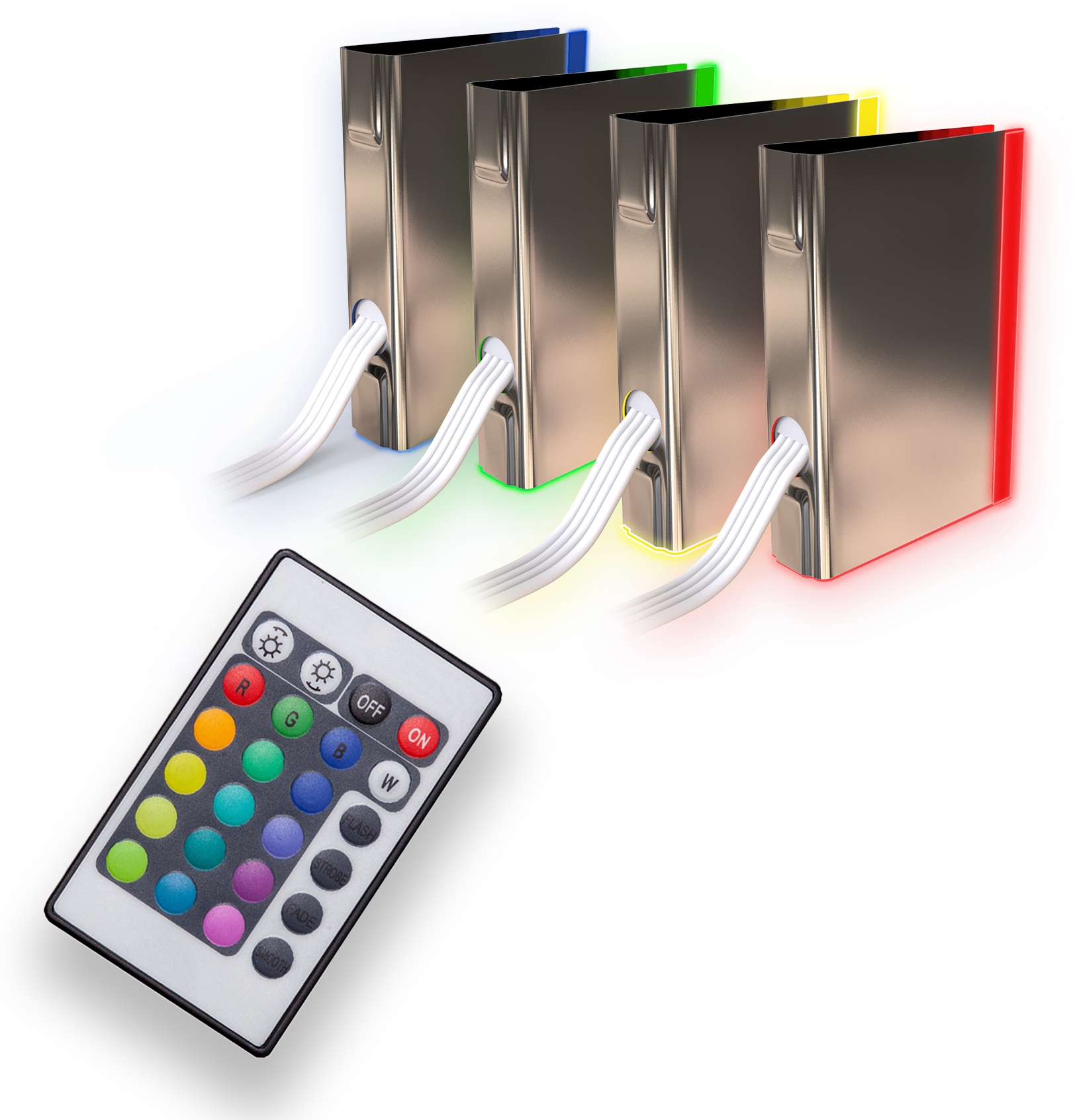 B.K.Licht LED Dekolicht LED-Board 4 Stk. Farbwechsler LED Clips, RGB, Glasboden-Beleuchtung, Glaskantenlichter, Leuchten