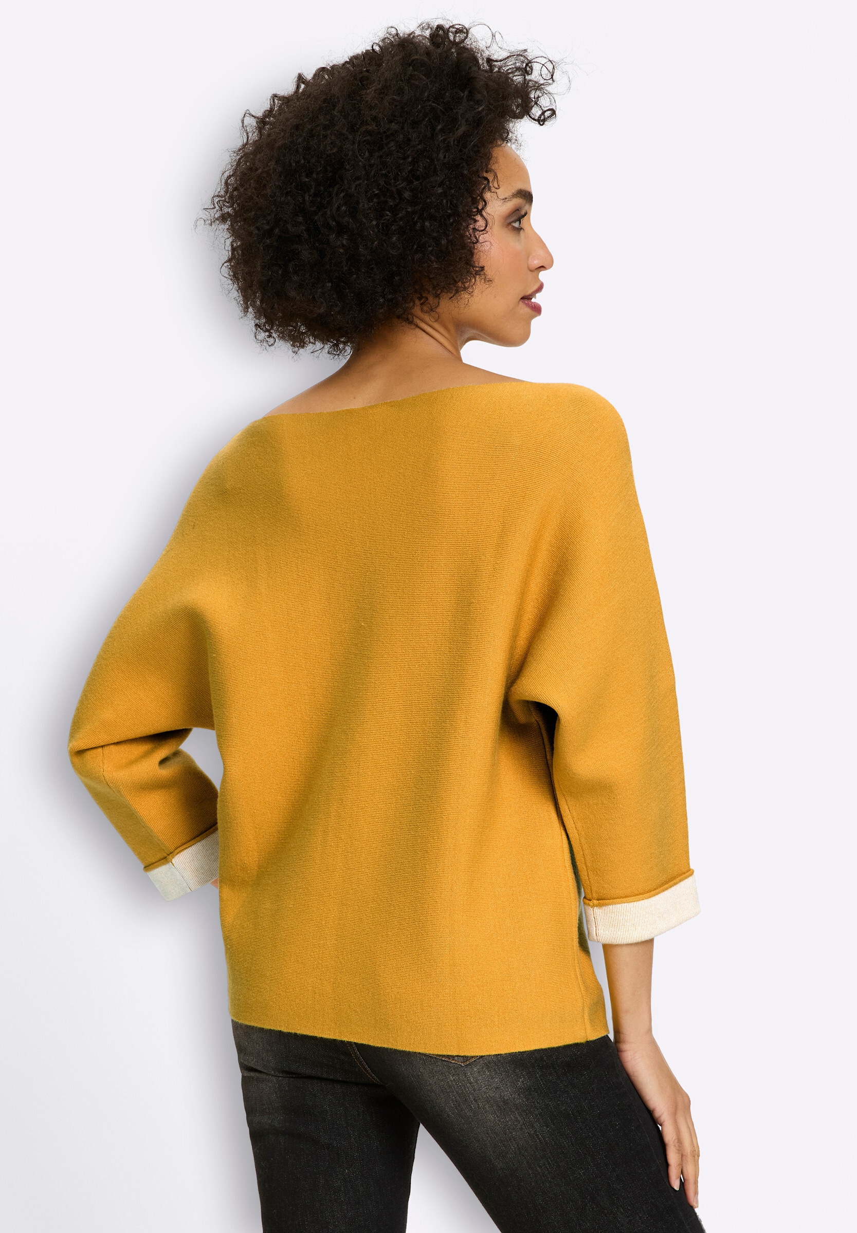heine Longpullover »Pullover Feinstrickpullover mit Kontrast-Details«