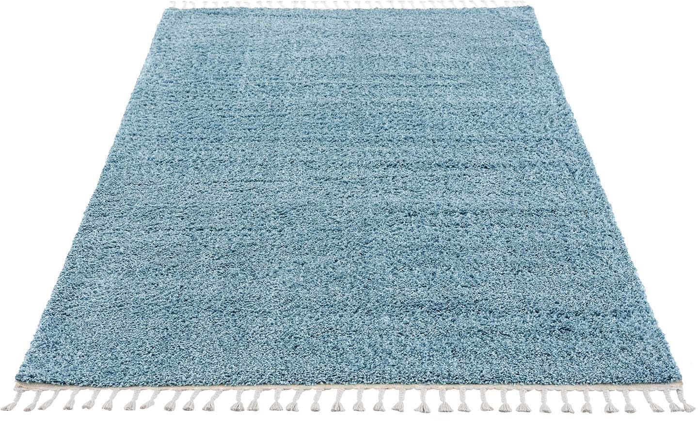 Carpet City Hochflor-Teppich »Pulpy 100«, rechteckig, 30 mm Höhe, Läufer, weich, mit Fransen, uni, viele Größen, Wohnzimmer, Schafzimmer