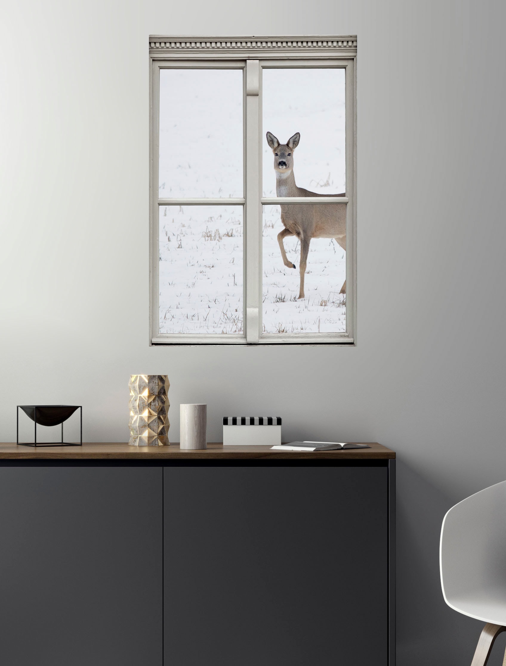 queence Wandsticker »Reh« Wandsticker, Wandbild, selbstklebend, 3D, Fenster