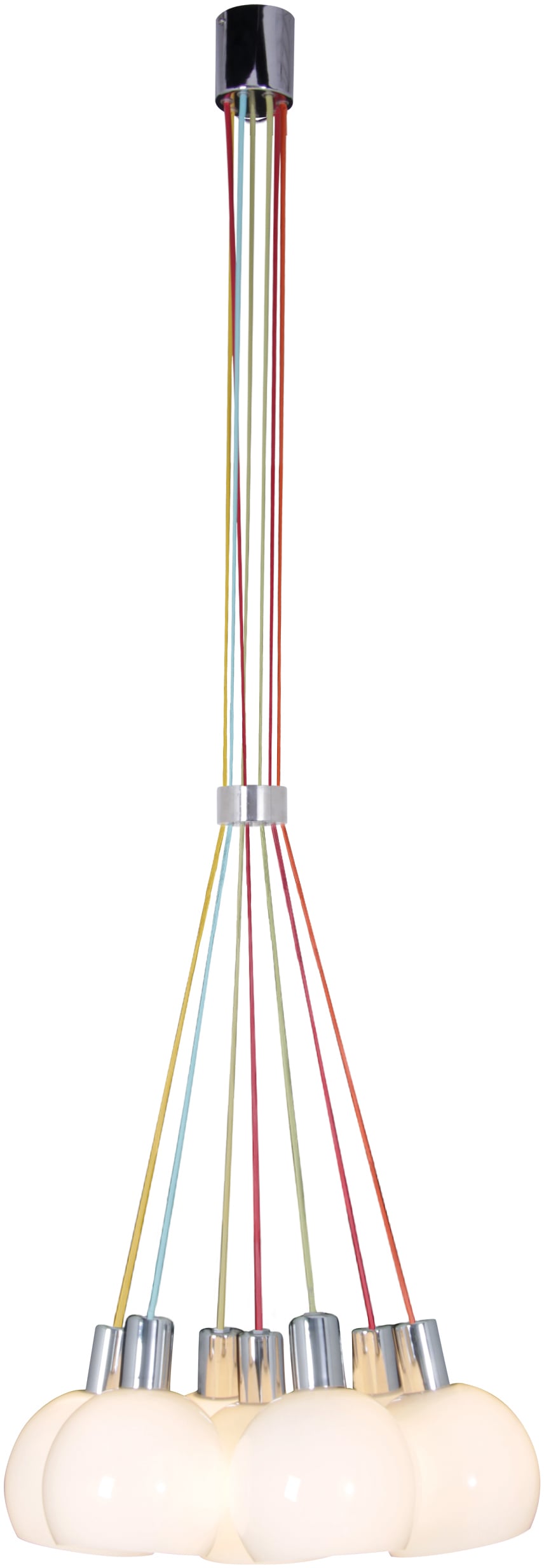 näve Pendelleuchte »Rainbow-Bowl«, 7 | Garantie l: kaufen 120cm max. chrom/weiß/bunt, online 3 Jahren XXL flammig-flammig, E14 mit Metall/Glas, 40W