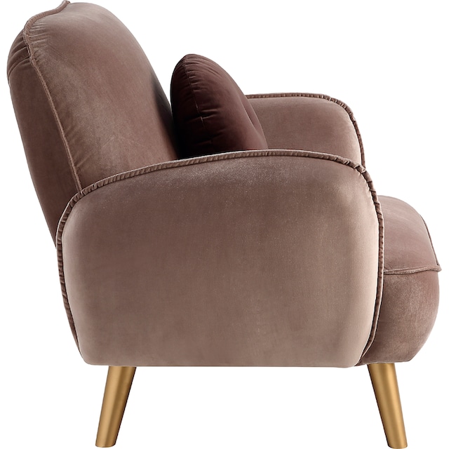 ATLANTIC home collection Sessel »Ben«, mit Welleunterfederung, inkl.  Dekokissen und goldene Massivholzfüße bequem bestellen