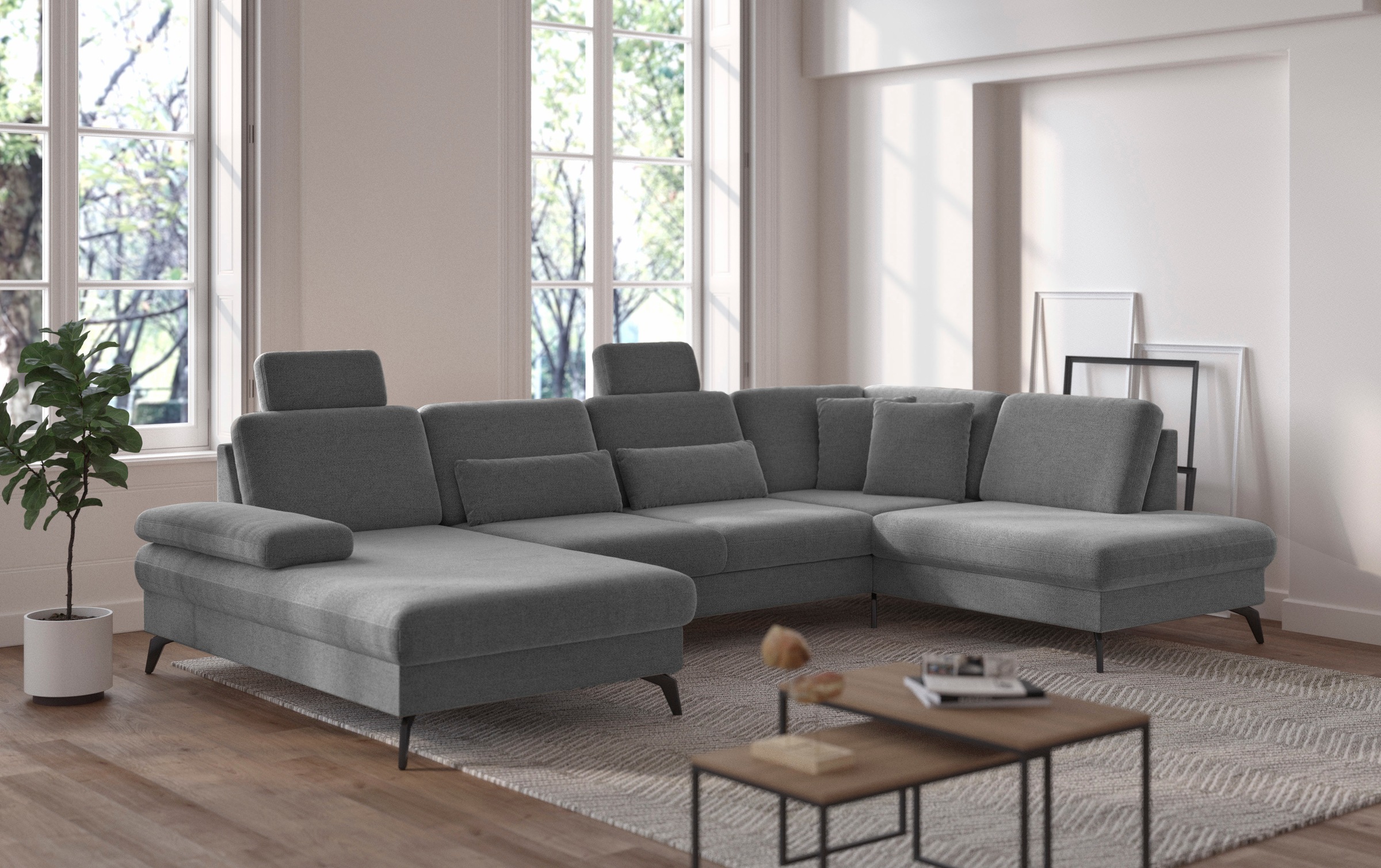 sit&more Wohnlandschaft »Morris U-Form, inkl. Sitztiefenverstellung«, wahlweise mit Armteilverstellung, Bettfunktion & Bettkasten