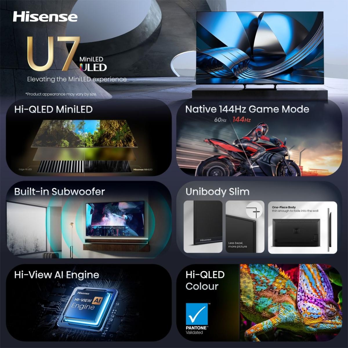 Hisense QLED-Fernseher »75U7DSE« 189 cm/75 ″ Smart-TV