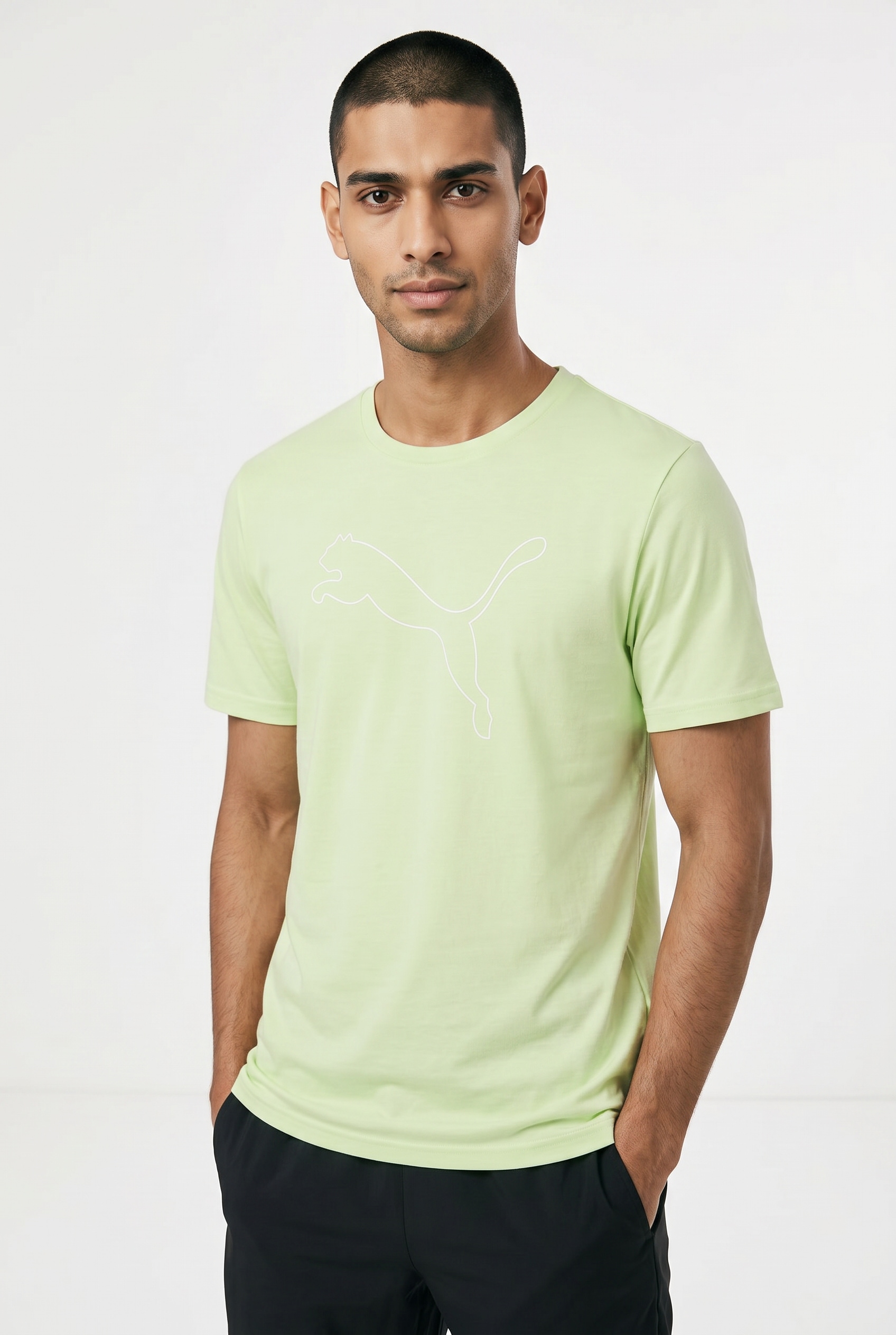 PUMA Trainingsshirt »M TAD ESSENTIAL HEATHER CAT TEE (CF LARGE CAT)« mit Rundhalsausschnitt, mit Kurzarm, für sportliche Aktivitäten