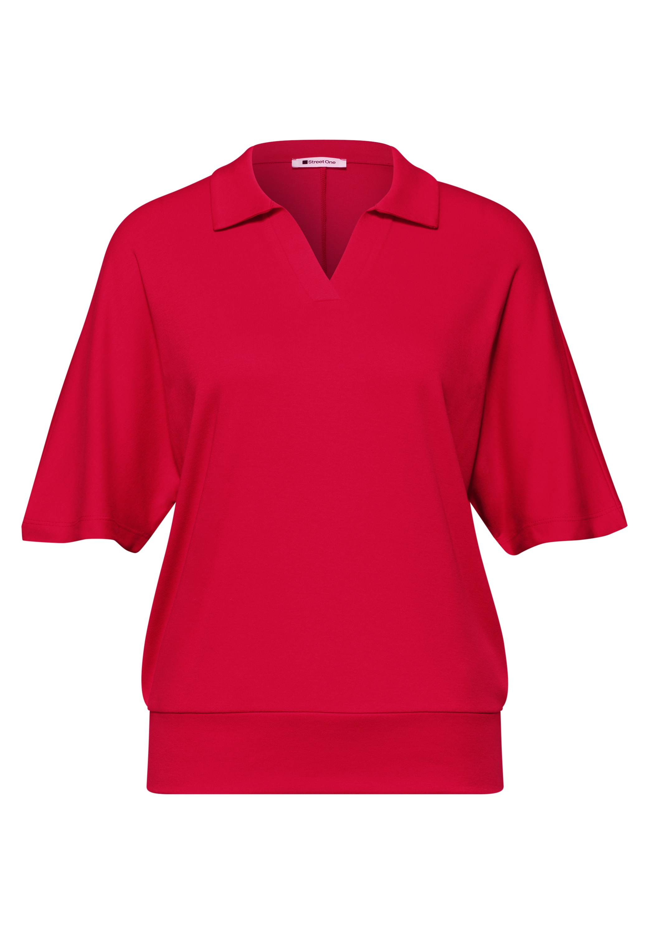 STREET ONE Poloshirt Sommershirt mit breitem elastischem Bund