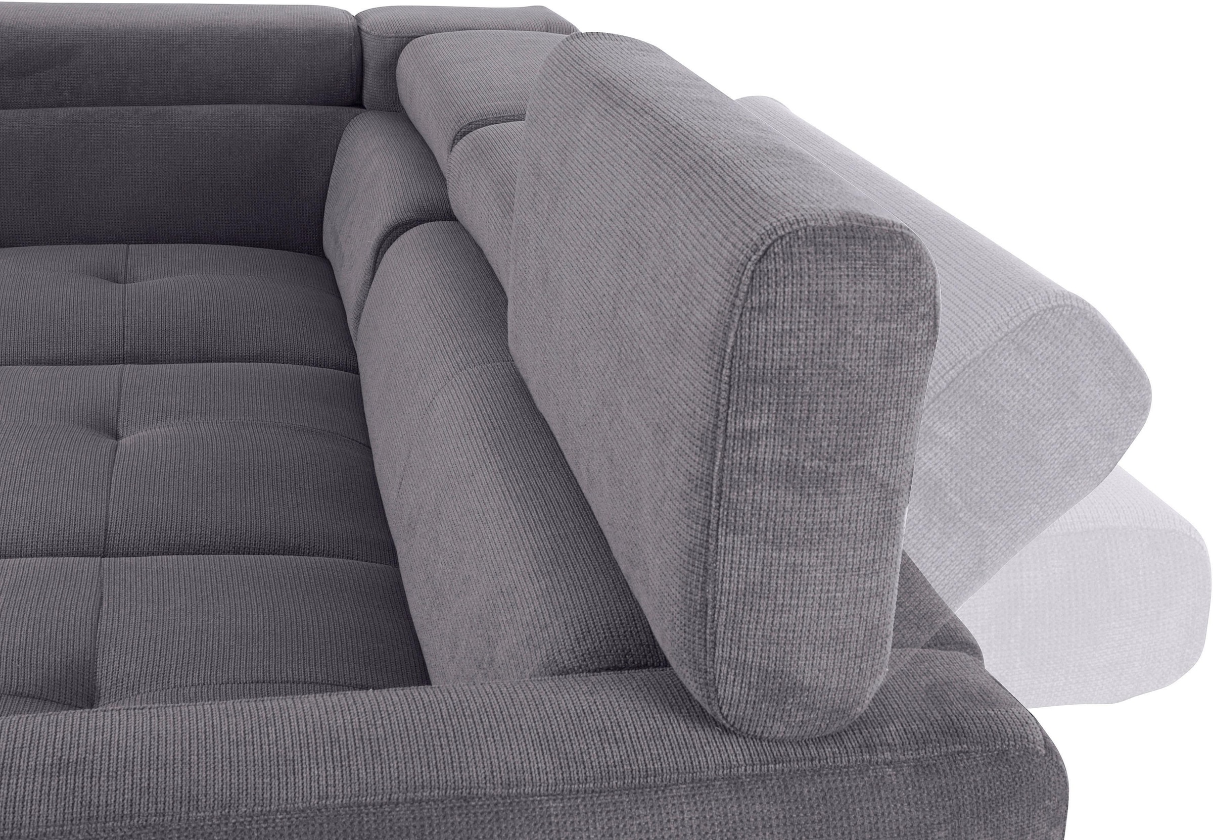 COTTA Ecksofa »Sammy L-Form« mit Kopfteilverstellung, wahlweise mit Bettfunktion & Bettkasten