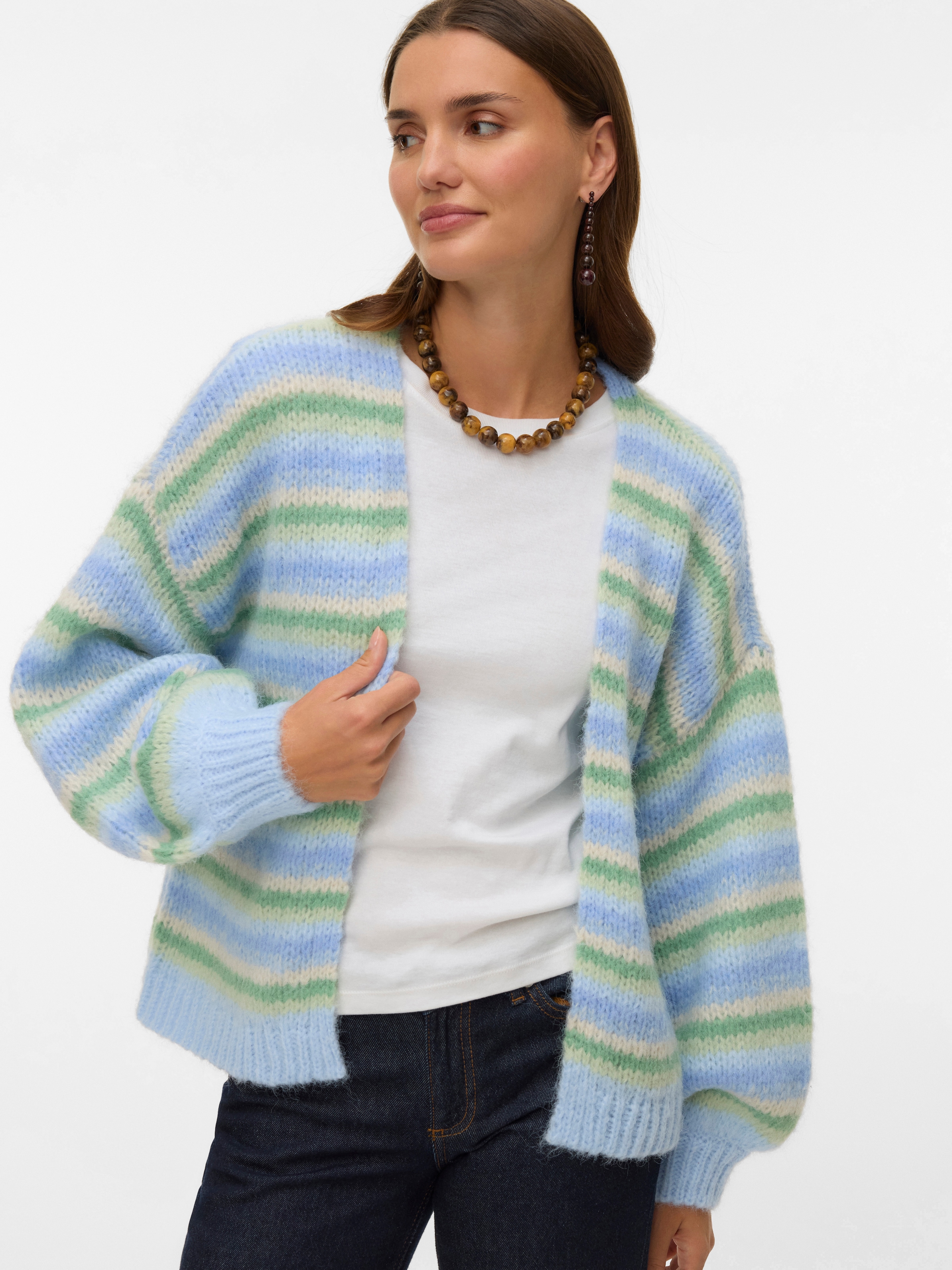 Vero Moda Strickjacke »VMMAYBE STRIPE LS OPEN CARDIGAN NOOS« Kunstfaser, loose fit
