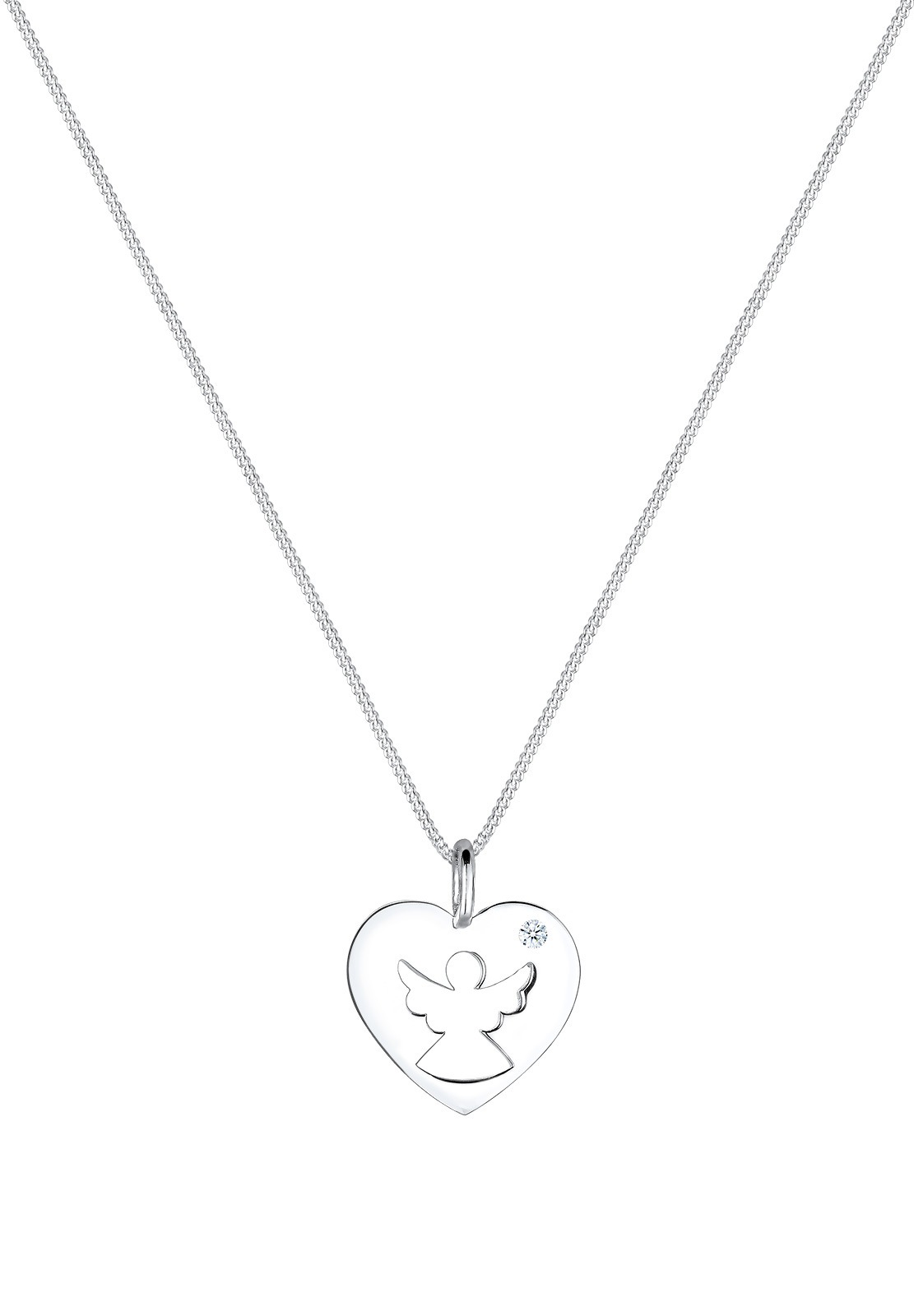 Elli DIAMONDS Silberkette »Halskette Herz Diamant Weiß Brillantschliff (0.03 ct) 925 Sterling Silber«