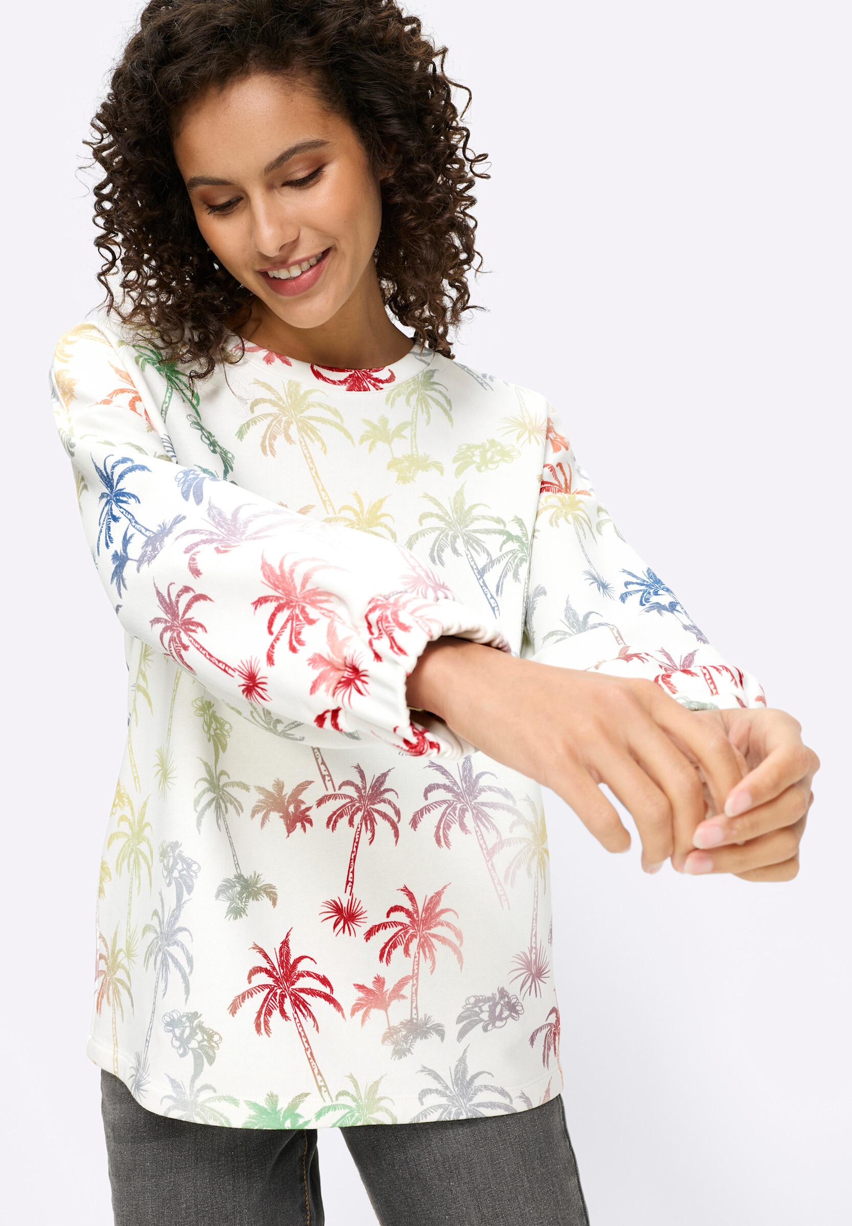 heine Sweatshirt »Sweatshirt Sweatshirt mit Palmen-Print«
