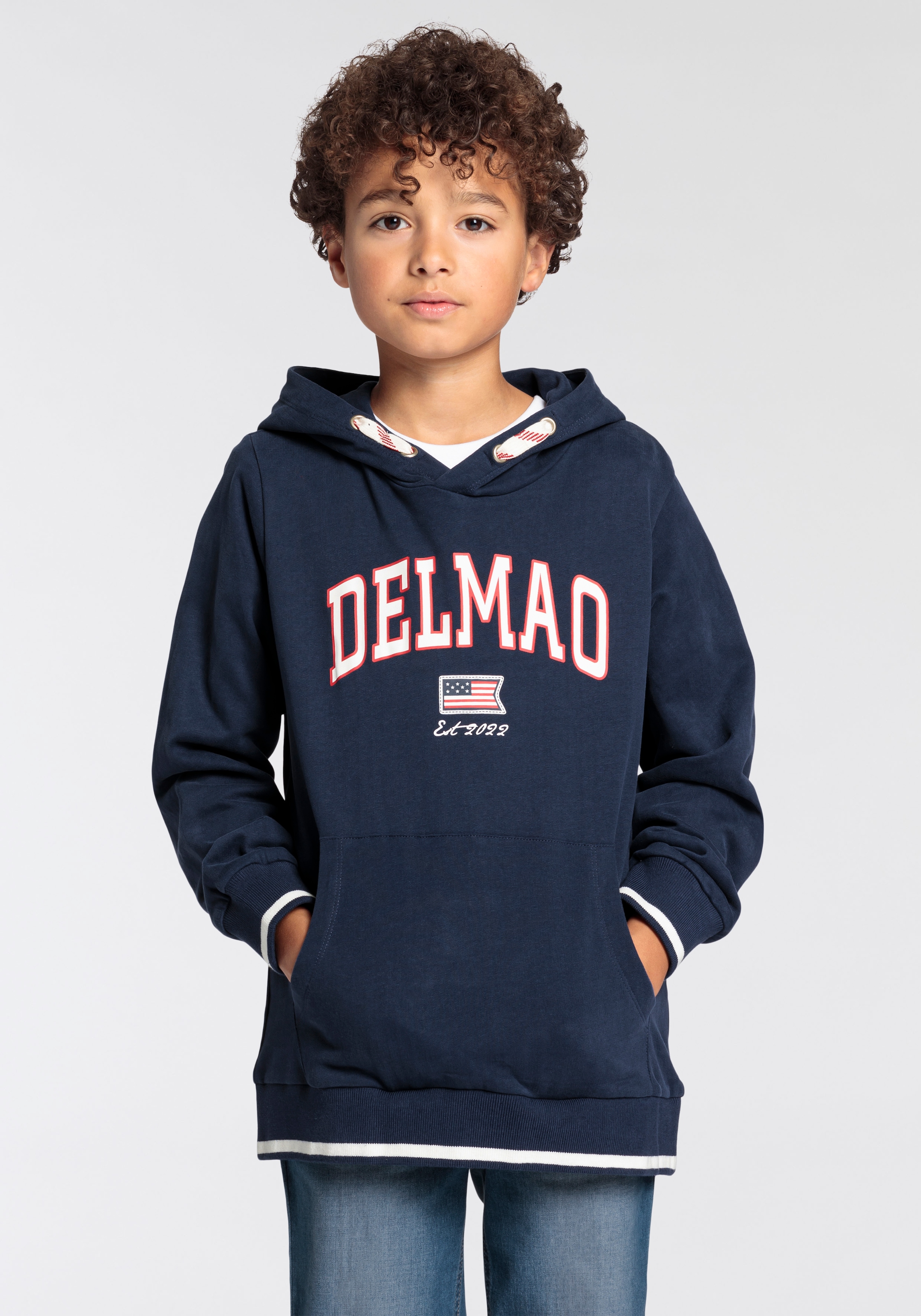 DELMAO Kapuzensweatshirt »für Jungen«, Langarm, bedruckt, mit Kapuze, für Skater-Styles, aus Baumwolle