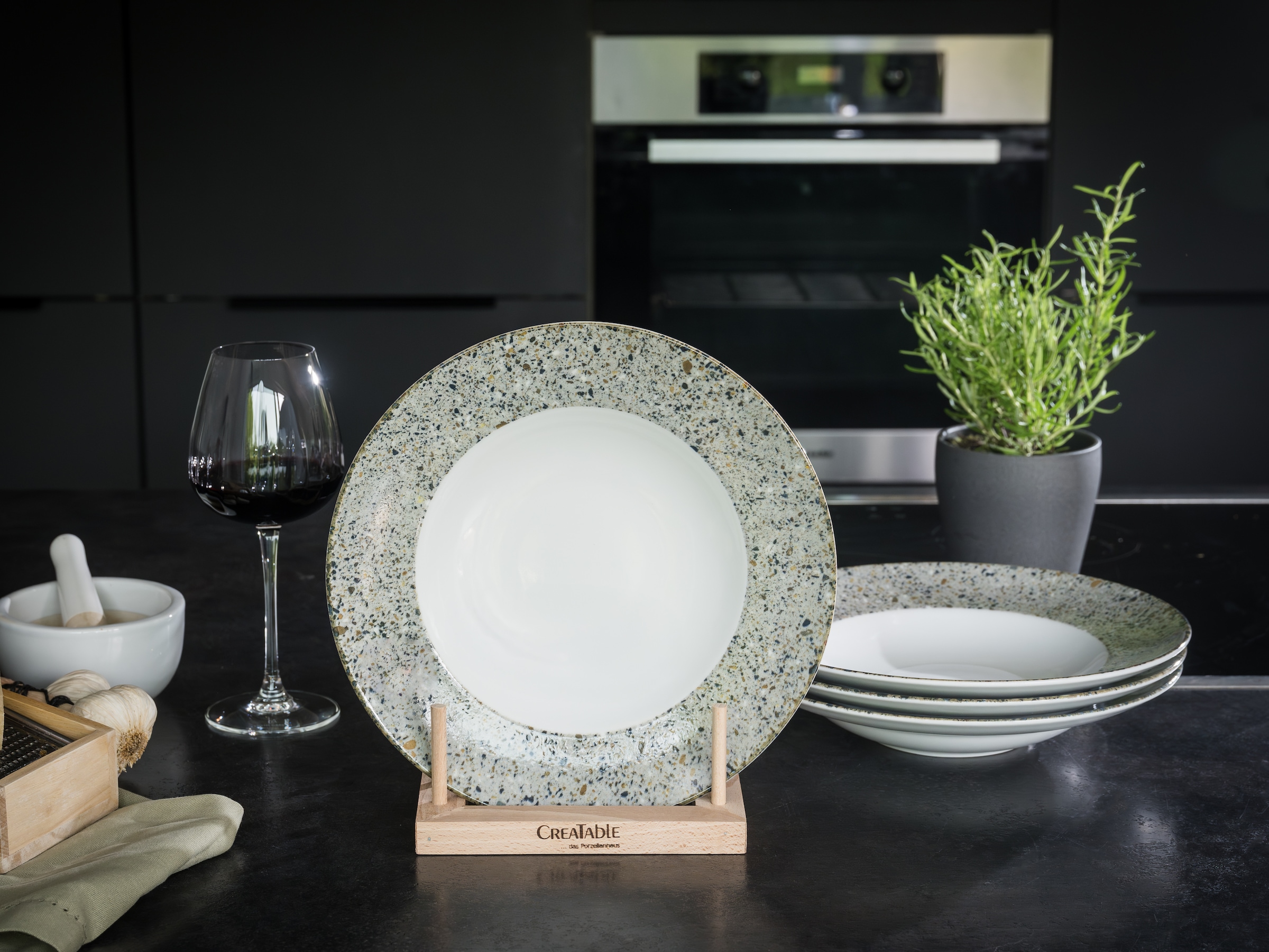 CreaTable Pastateller »Stone Collection Genua, Teller Set, 4-tlg.« Italienische Eleganz, Vielseitig einsetzbar