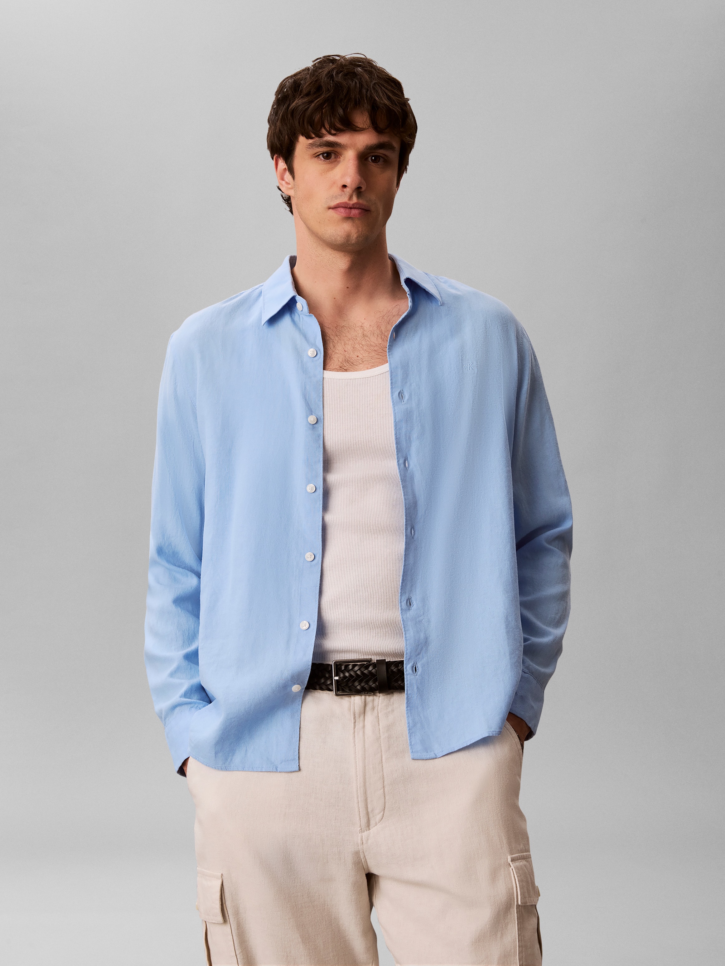 Calvin Klein Leinenhemd »SOLID LINEN CLASSIC« Kentkragen, Regular Fit, Leinen-Viskosemix