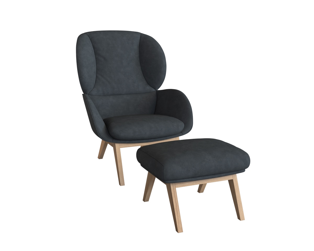 FLEXLUX Polsterhocker »Adria«, Fuß Eiche, Fußhocker für Ohrensessel