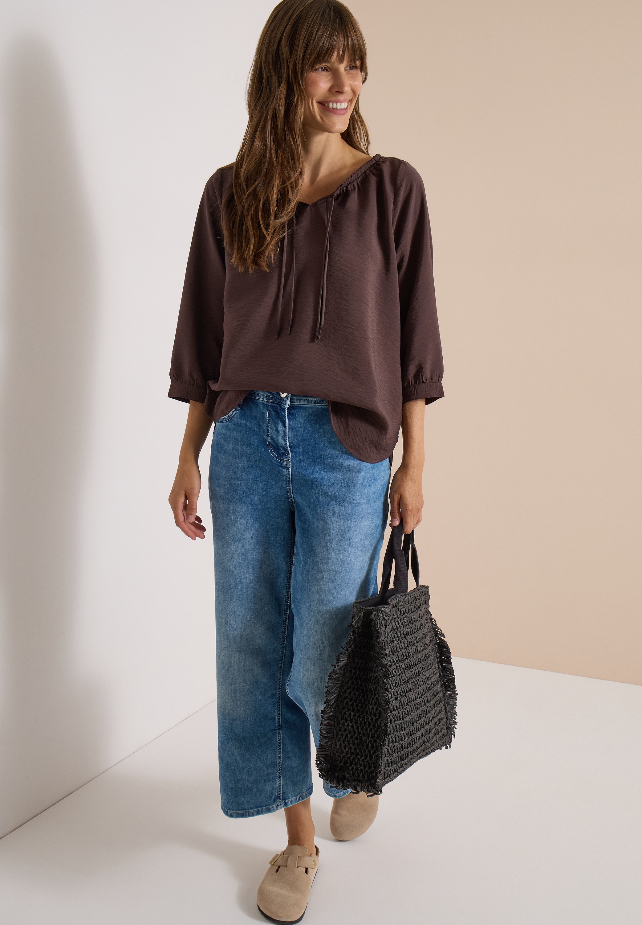 Cecil Carmenbluse Sommerbluse, Viskosemix, Carmenausschnitt