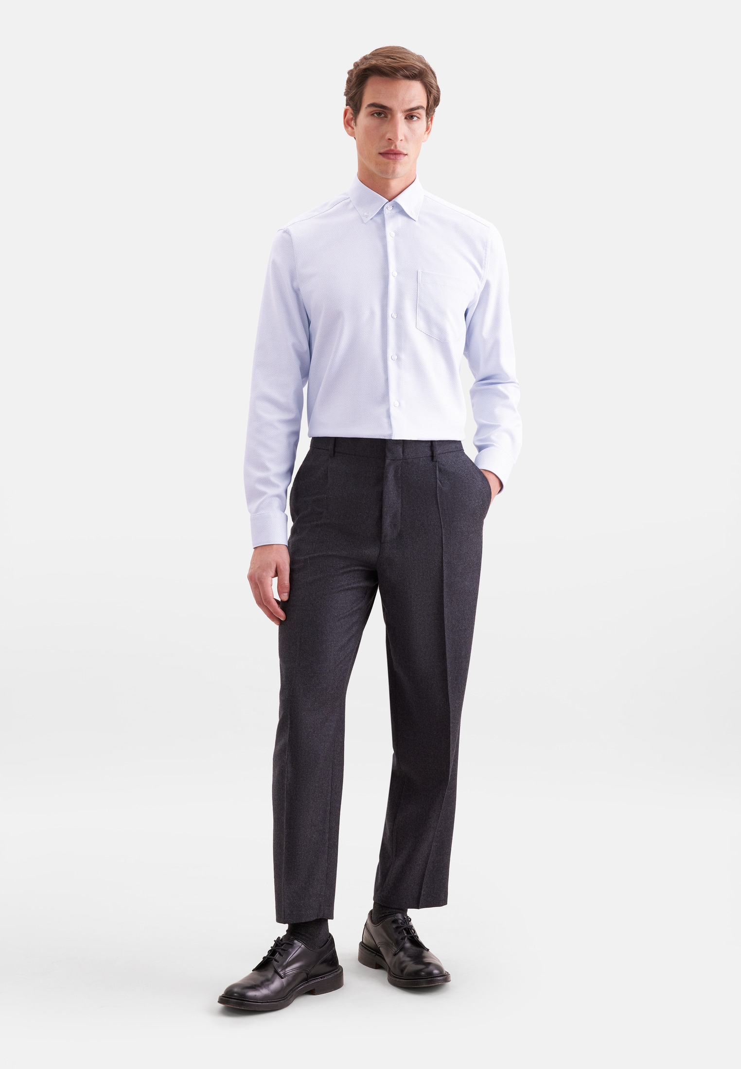seidensticker Businesshemd »Schwarze Rose« Regular 1/1 Button-Down-Kragen Struktur