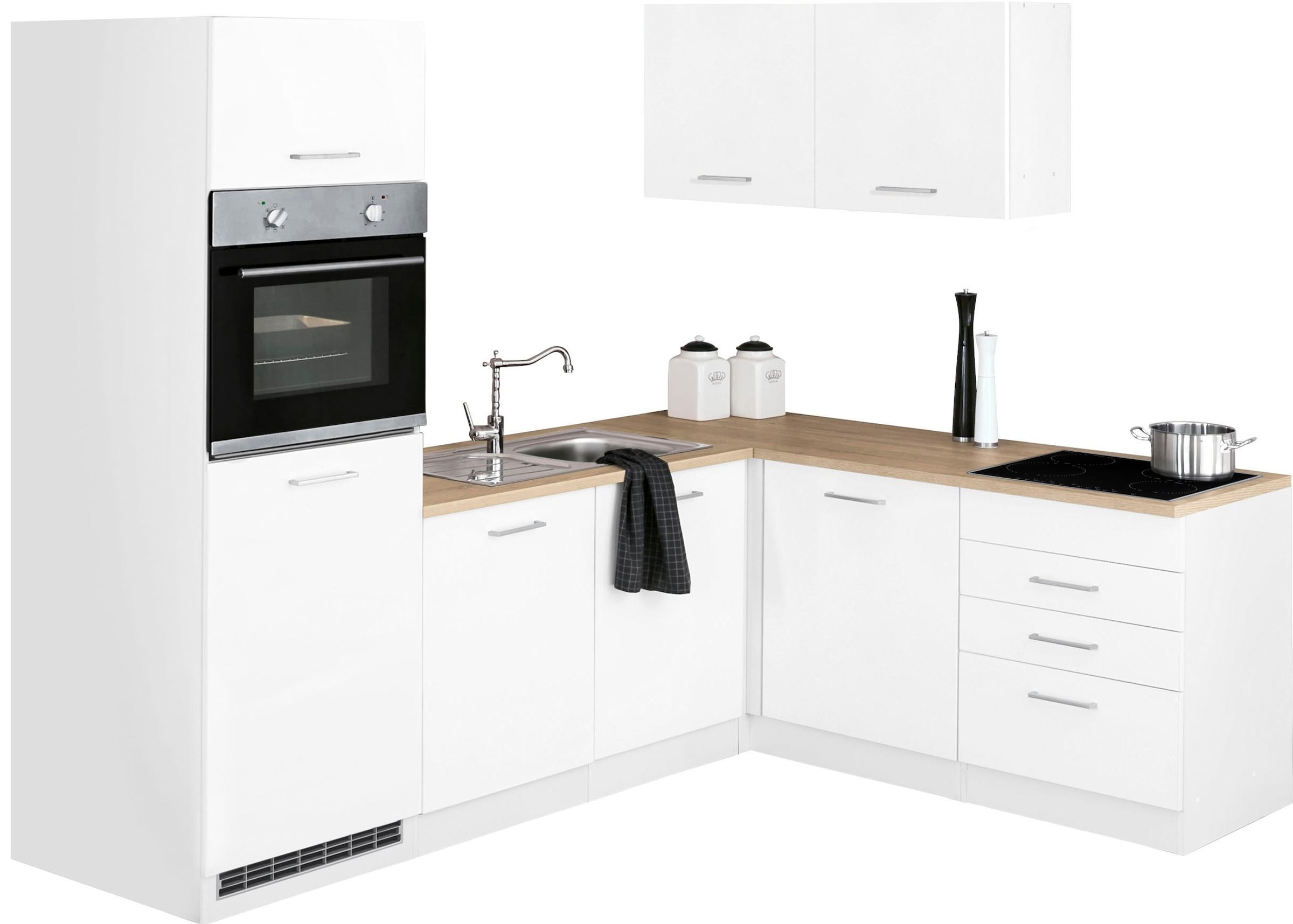 KOCHSTATION Winkelküche »KS-Visby«, ohne E-Geräte, Winkel 240 x 180cm für Kühlschrank u. Geschirrspüler