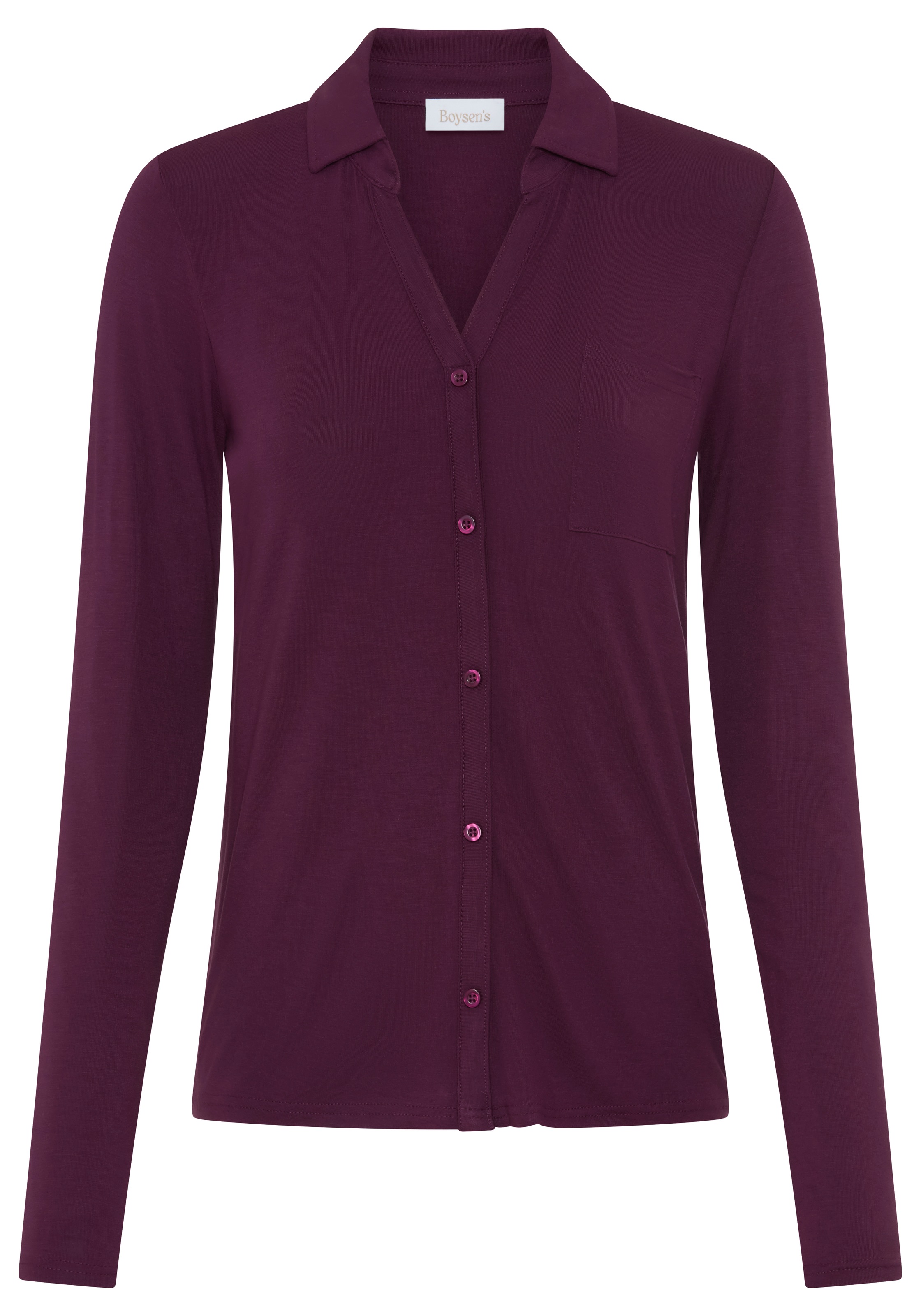 Boysen's Langarmshirt langärmel,  figurbetonter Schnitt,  Blusenkragen
