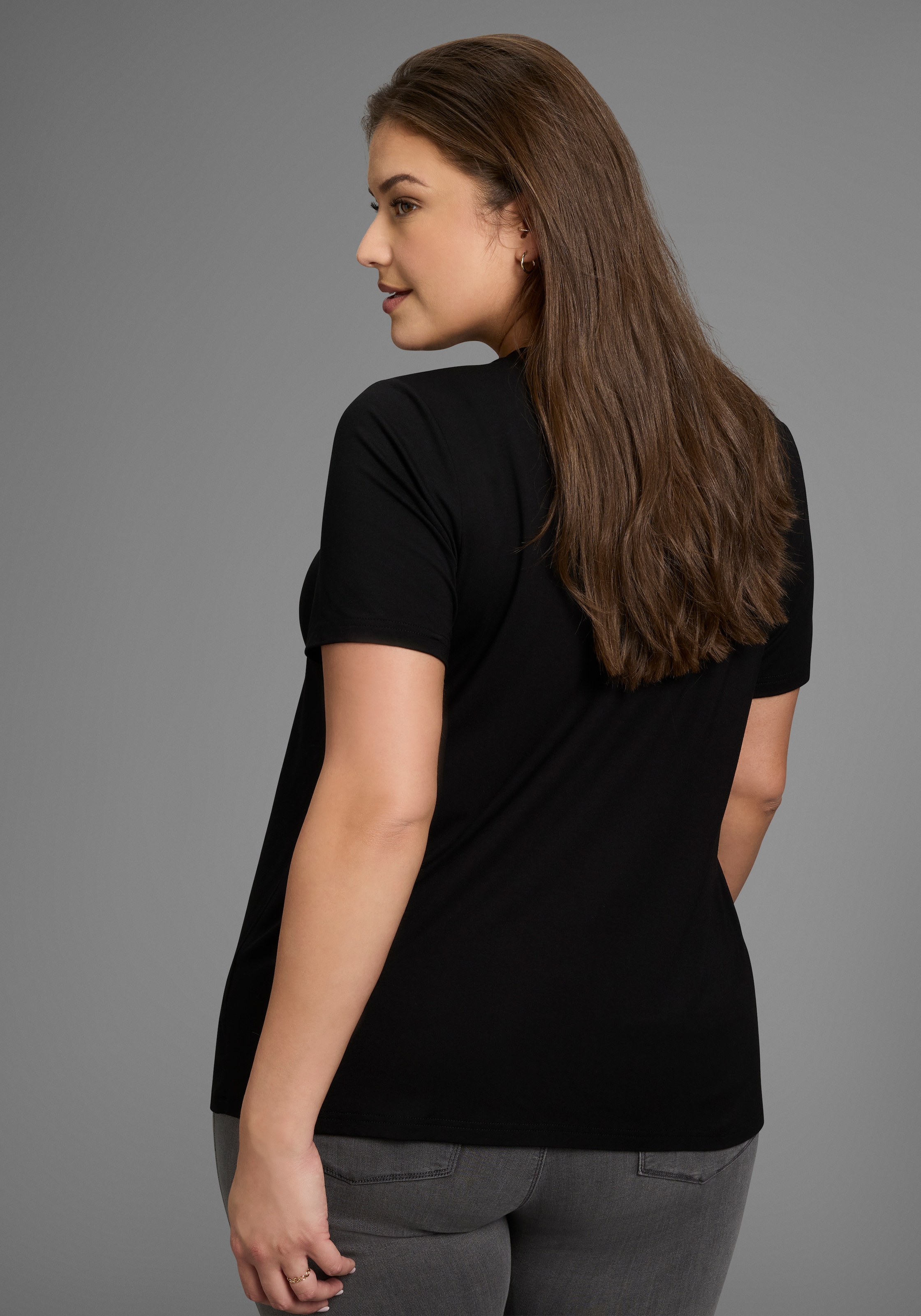 Laura Scott CURVE T-Shirt, mit V-Ausschnitt aus fließender Viskose - GROSSE GRÖSSE