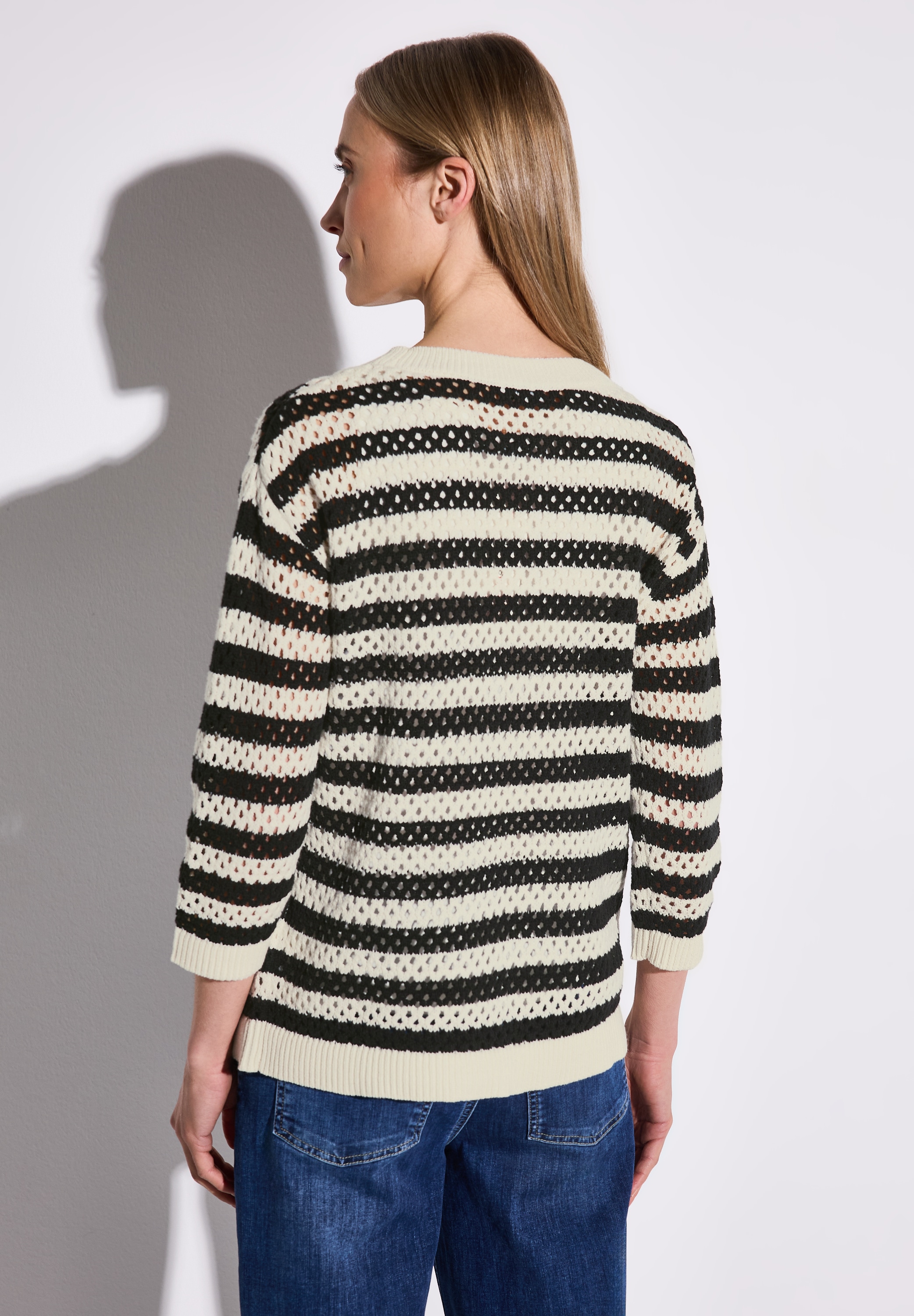 STREET ONE 3/4 Arm-Pullover, mit Streifen und Lochmuster