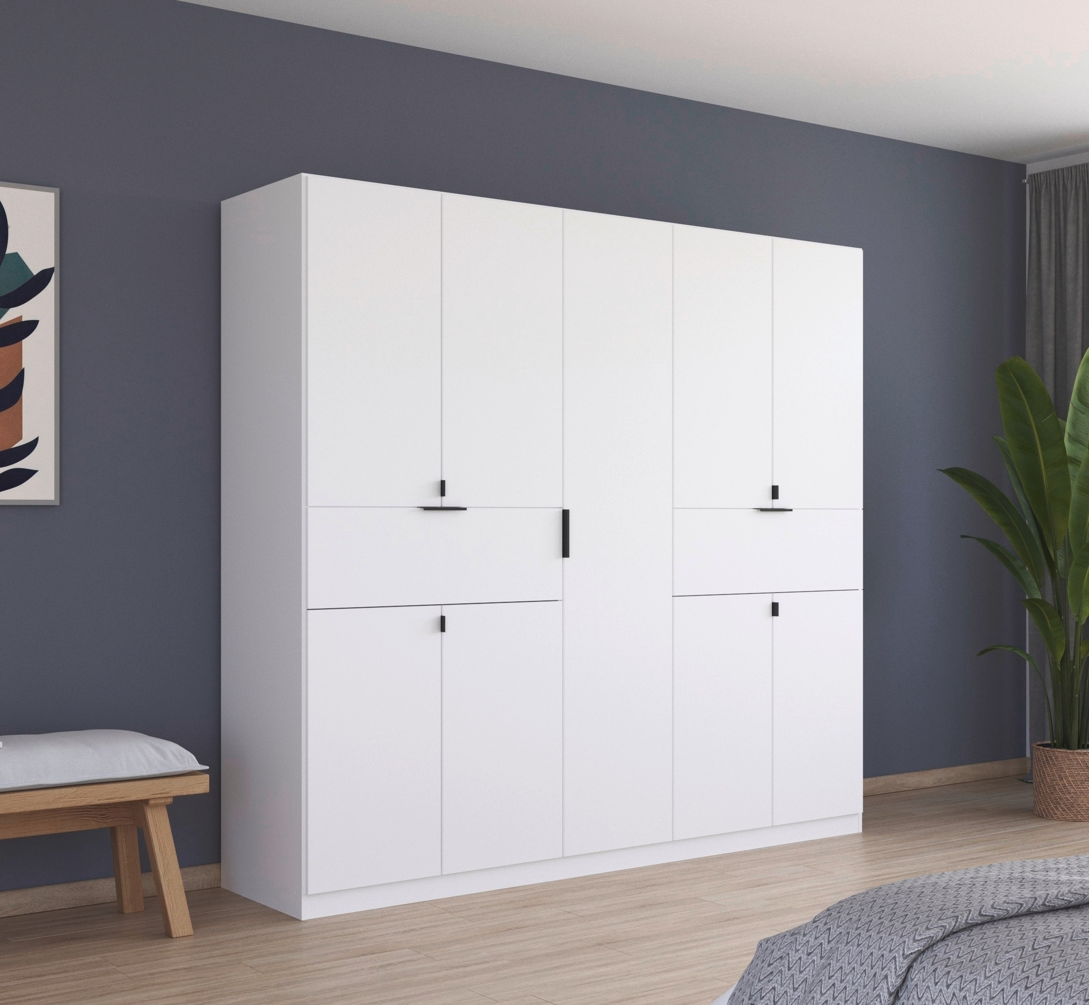 rauch Drehtürenschrank "Kleiderschrank Schrank Garderobe Wäscheschrank TICAO" Schubladen in der Höhe variabel positionierbar, mit 2 geräumigen Schubladen, viel Stauraum MADE IN GERMANY