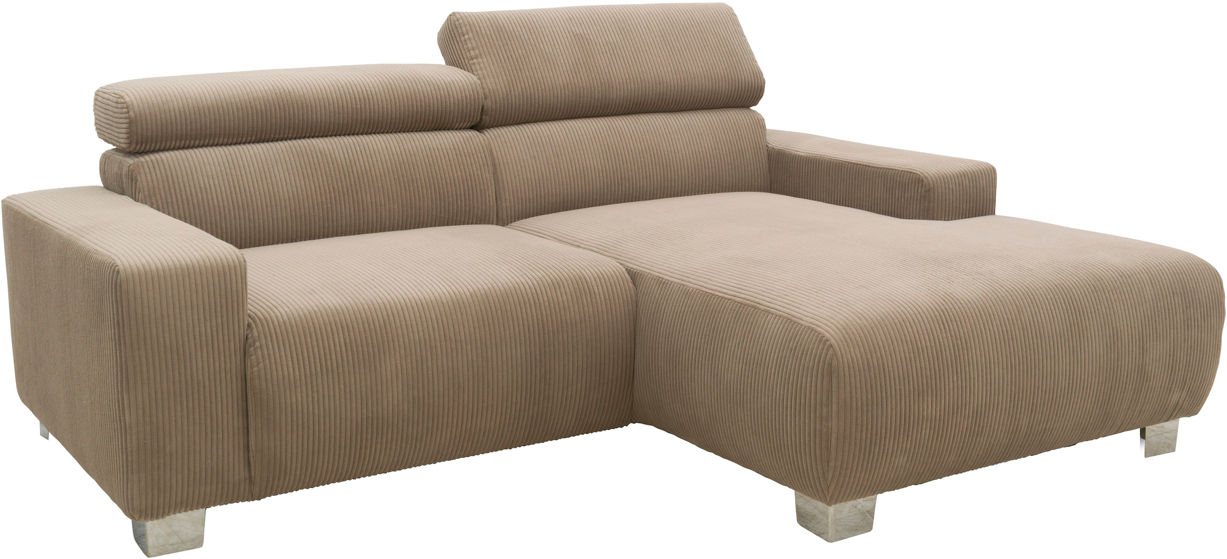 DOMO collection Ecksofa »100030 inkl. Kopfteilverstellung, guter Sitzkomfort, Cordbezug, L-Form« mit komfortabler Wellenunterfederung, ideal für kleine Räume
