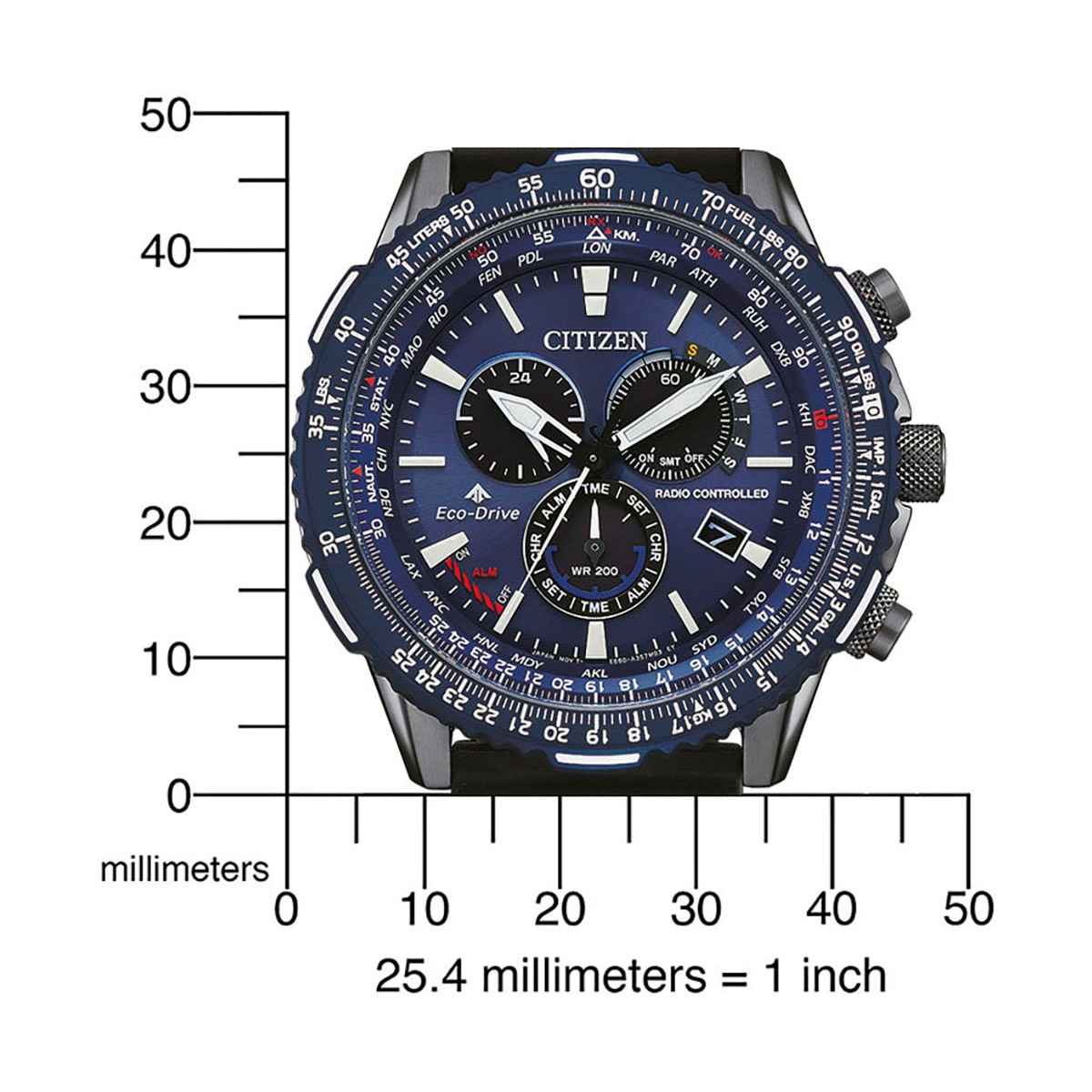 Citizen Funkchronograph »Promaster Sky«, Armbanduhr, Herrenuhr, Solar, Stoppfunktion, bis 20 bar wasserdicht