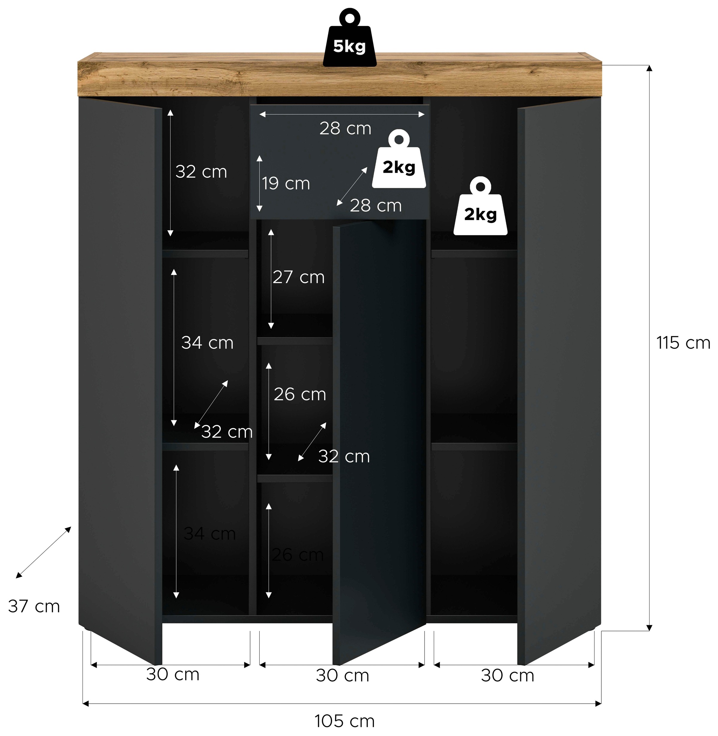 OTTO home Highboard »MAMBO, Höhe 115 cm, in verschiedenen Farben erhältlich« 2 farbige Ausführung, in verschiedenen Farben erhältlich, 1 Stk. tlg. Kommode, Sideboard, Wohnzimmer, Schlafzimmer