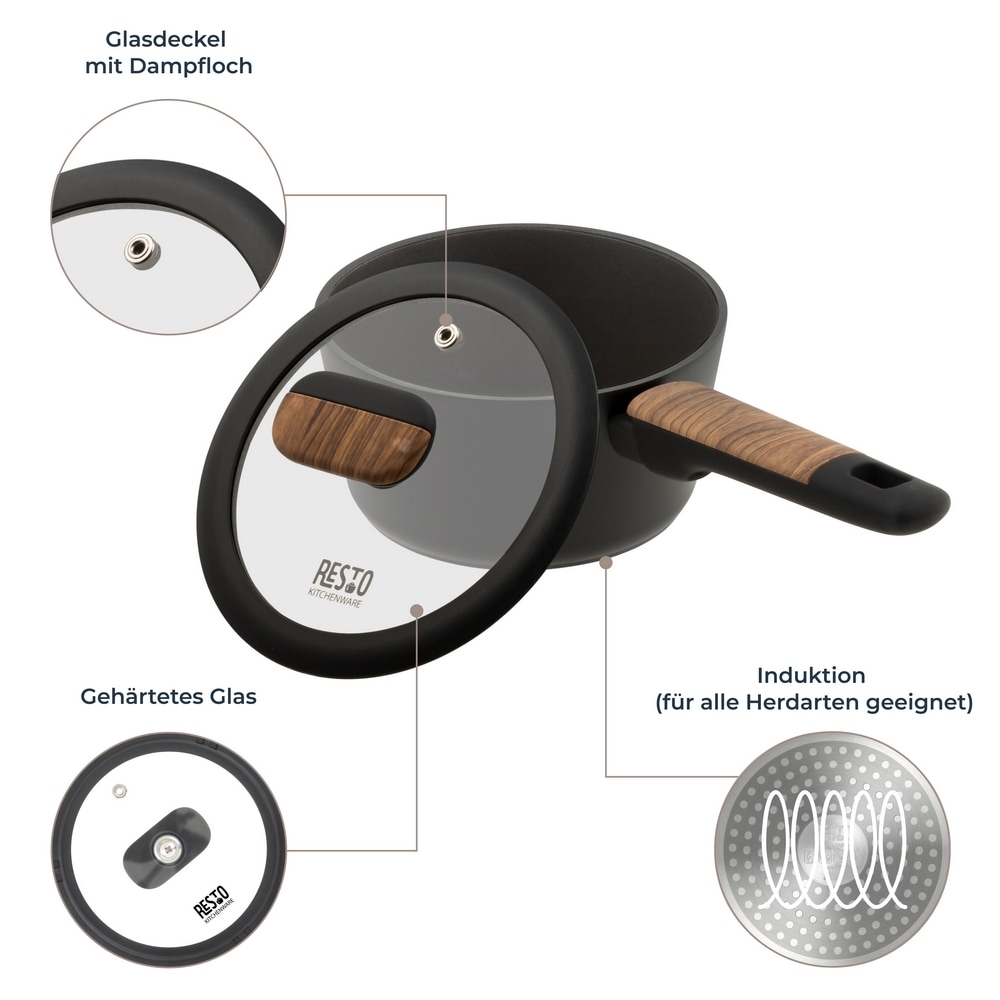 RESTO Kitchenware Kasserolle »Mon, Topf 1,4 l, antihaftbeschichtet und spülmaschinenfest« 2 Stk. tlg. Aluminium