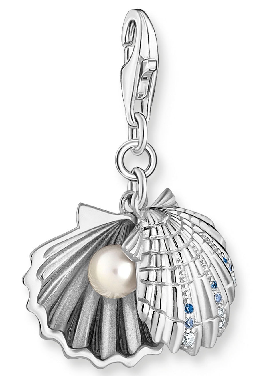 THOMAS SABO Charm-Einhänger »Muschel-Optik« mit Glas-Keramik Stein - mit Süßwasserzuchtperle