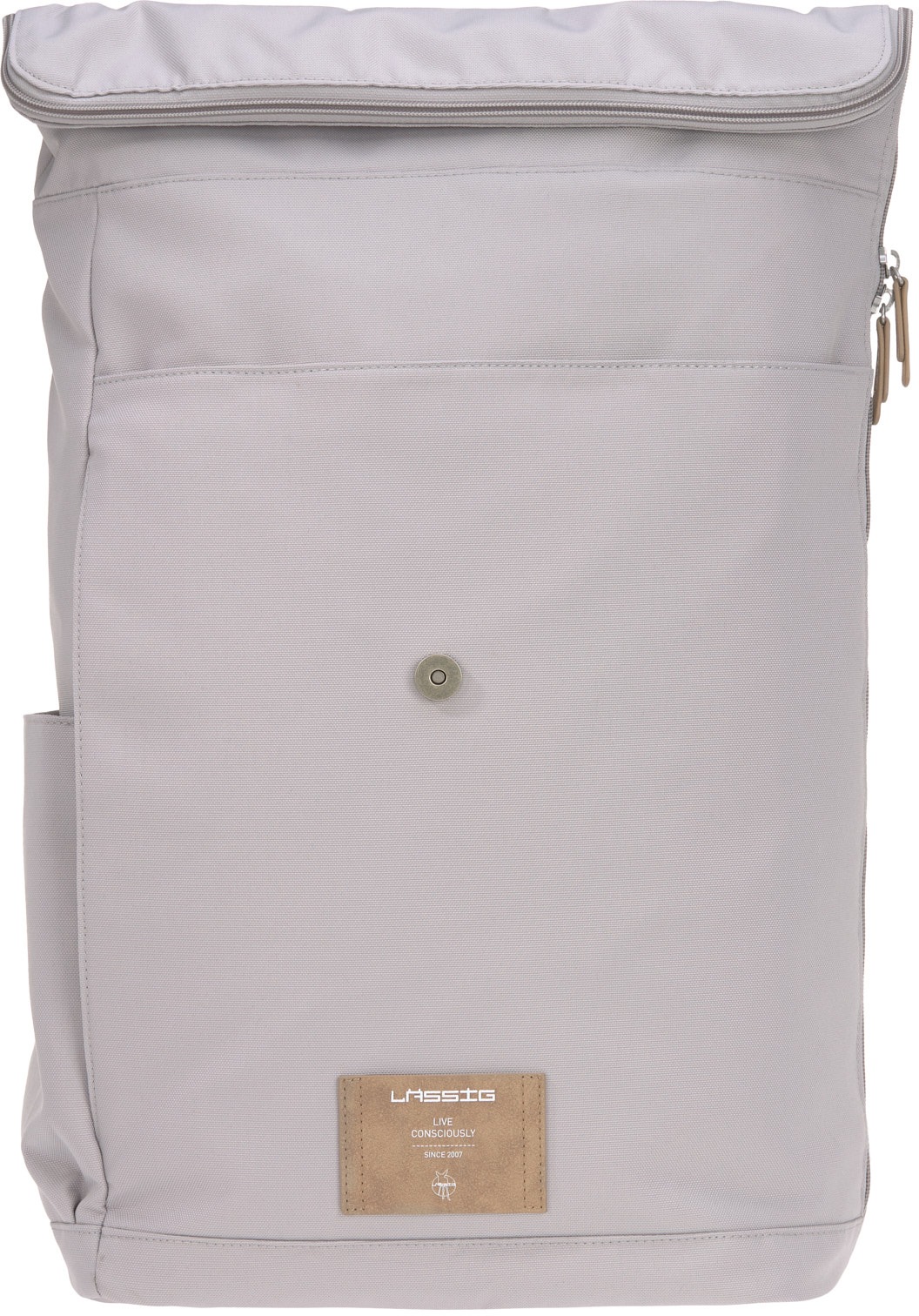 LÄSSIG Wickelrucksack »Green Label, Rolltop, Grey«, PETA-approved vegan; zum Teil aus recyceltem Material