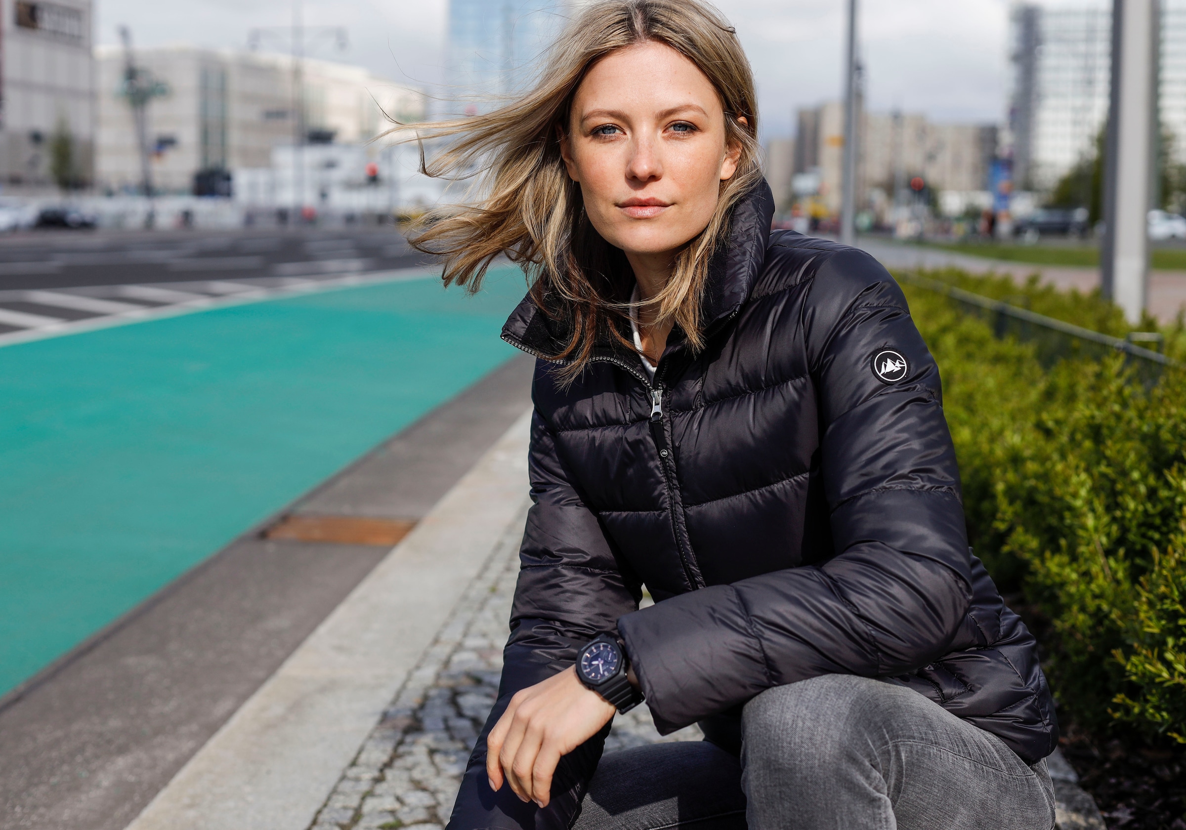 Polarino Daunenjacke, ohne Kapuze, für den Winter, aus leichtem Webmaterial, mit hohem Stehkragen