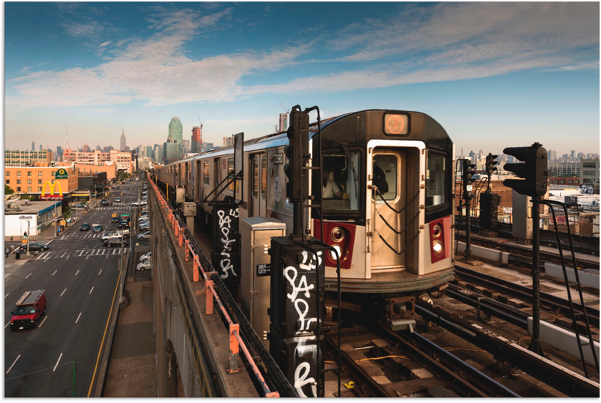 bestellen Größen bequem (1 als Wandbild Subway »New Linie York oder in versch. Züge, Poster Leinwandbild, Artland Wandaufkleber 7«, St.), Alubild,