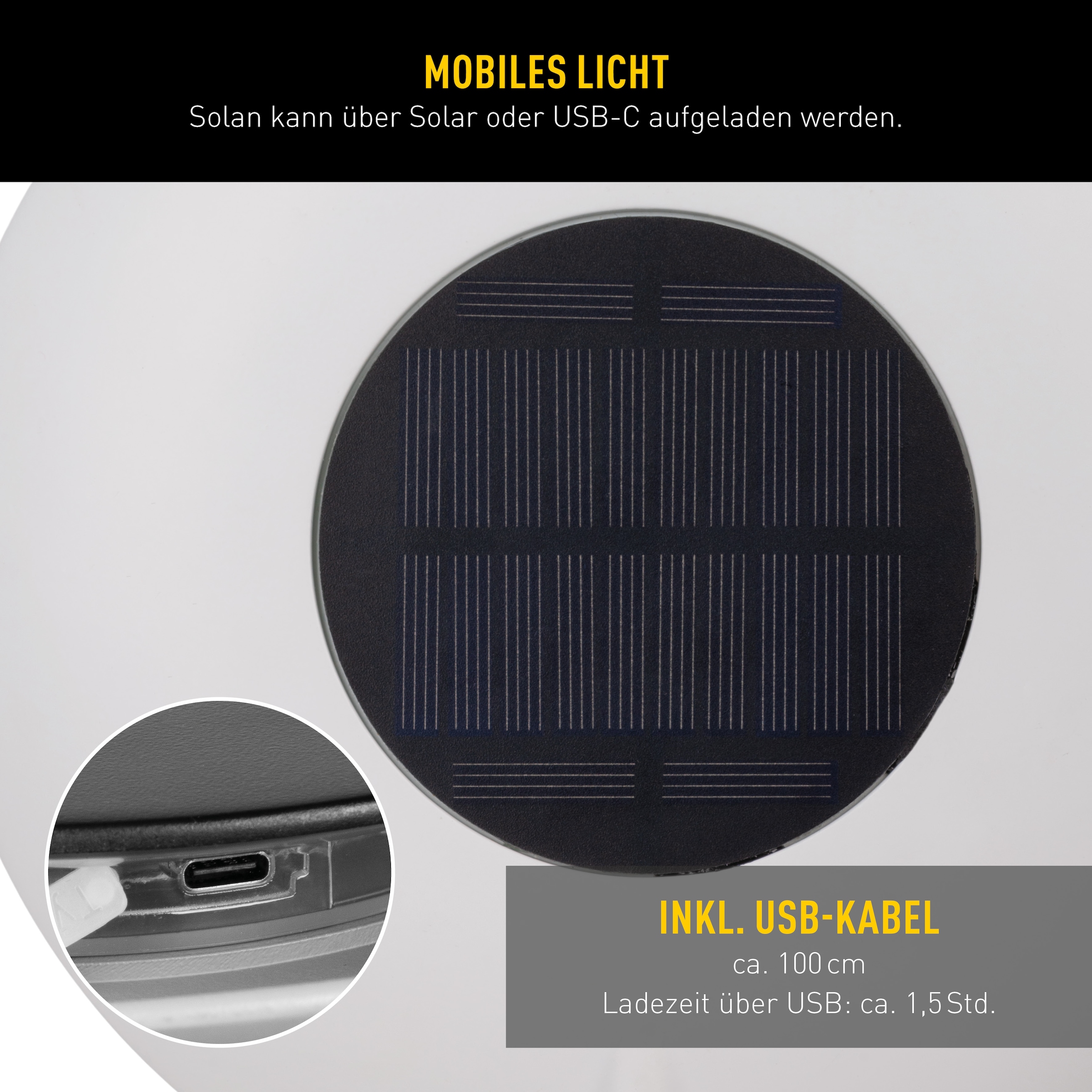 näve LED Solarleuchte »Solan« LED-Modul 1 Stk. Warmweiß 4in1 Akku-Solar-Tisch-Hängeleuchte, Touchschalter, USB, dimmbar