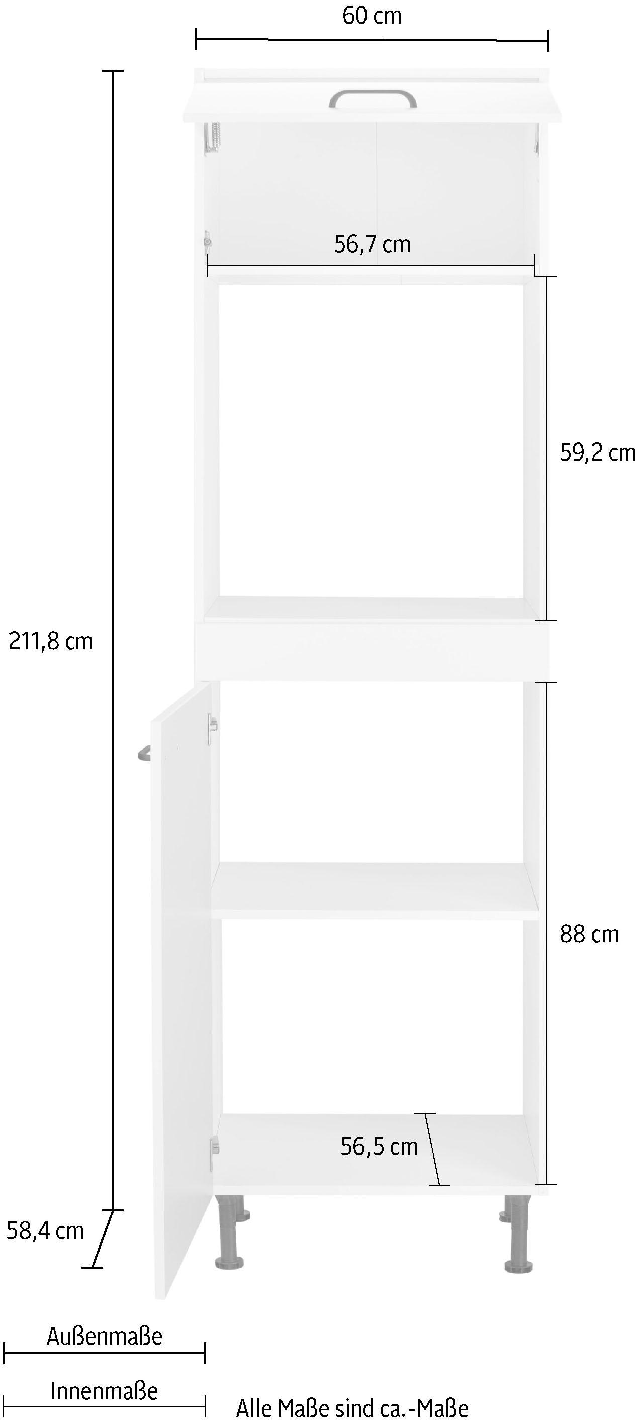 60 kaufen cm Raten höhenverstellbaren Breite OPTIFIT mit auf »Elga«, Soft-Close-Funktion, Backofenumbauschrank Füßen,