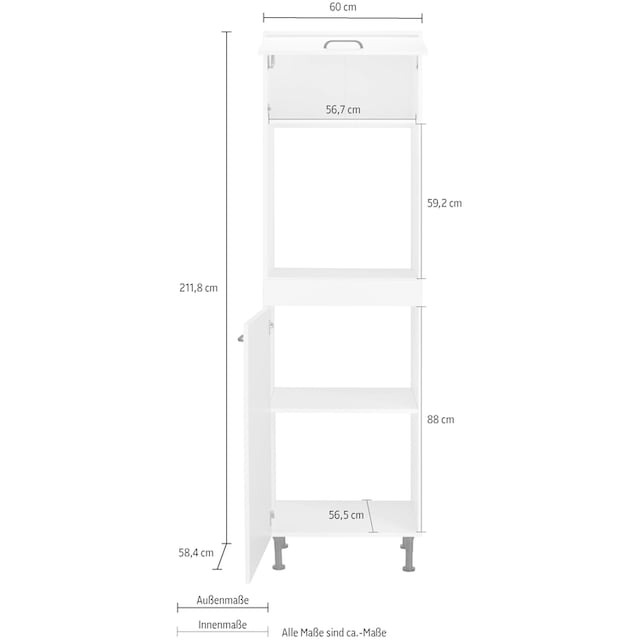 Füßen, Backofenumbauschrank mit auf höhenverstellbaren Breite Raten OPTIFIT Soft-Close-Funktion, 60 cm kaufen »Elga«,